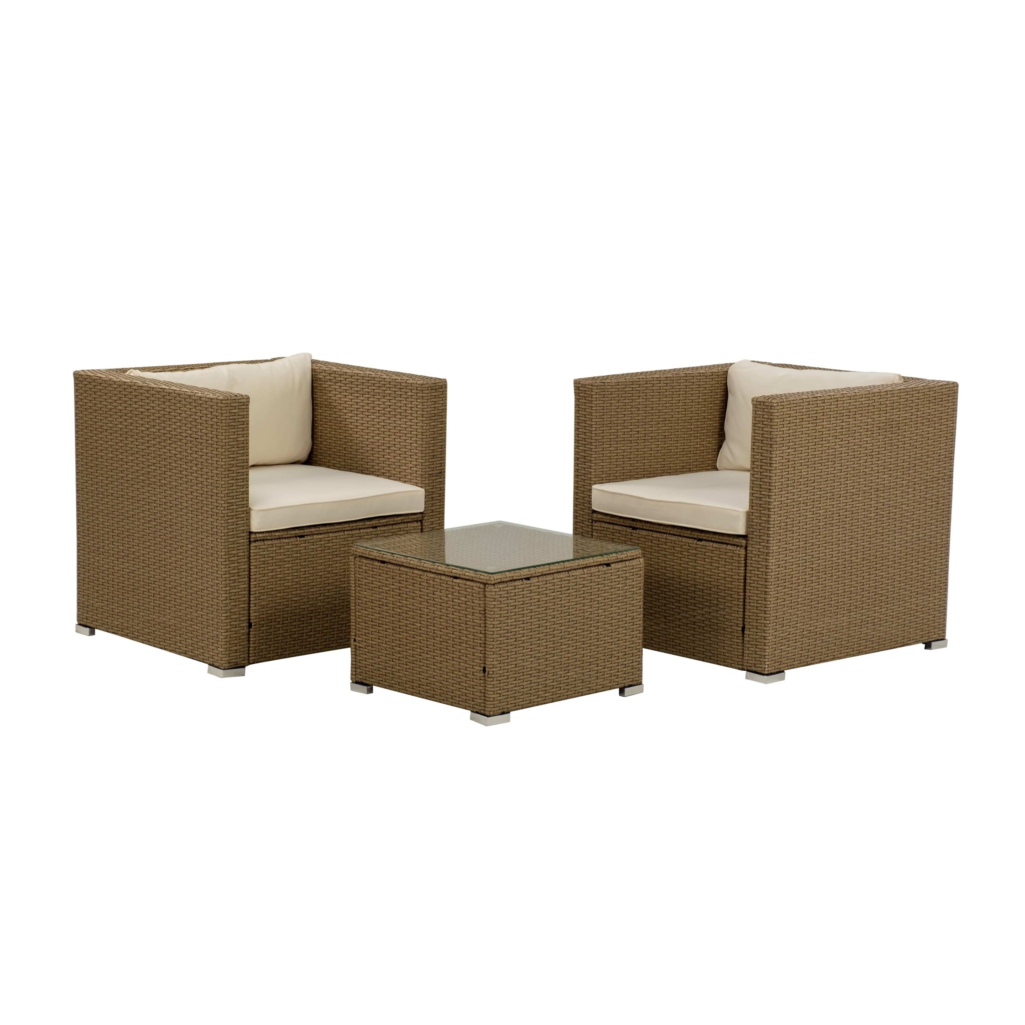 Conjunto de Jardín Ravello Doble Mini 2 Plazas — Ratán Sintético y Acero | 2 Sillones y Mesa — vista 3