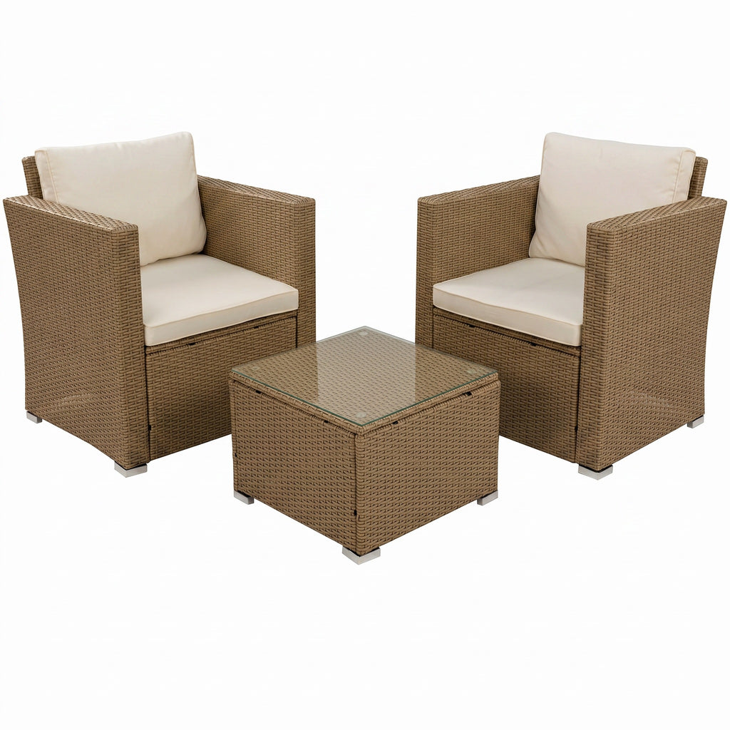 Conjunto de Jardín Ravello Doble Mini 2 Plazas — Ratán Sintético y Acero | 2 Sillones y Mesa — vista 6