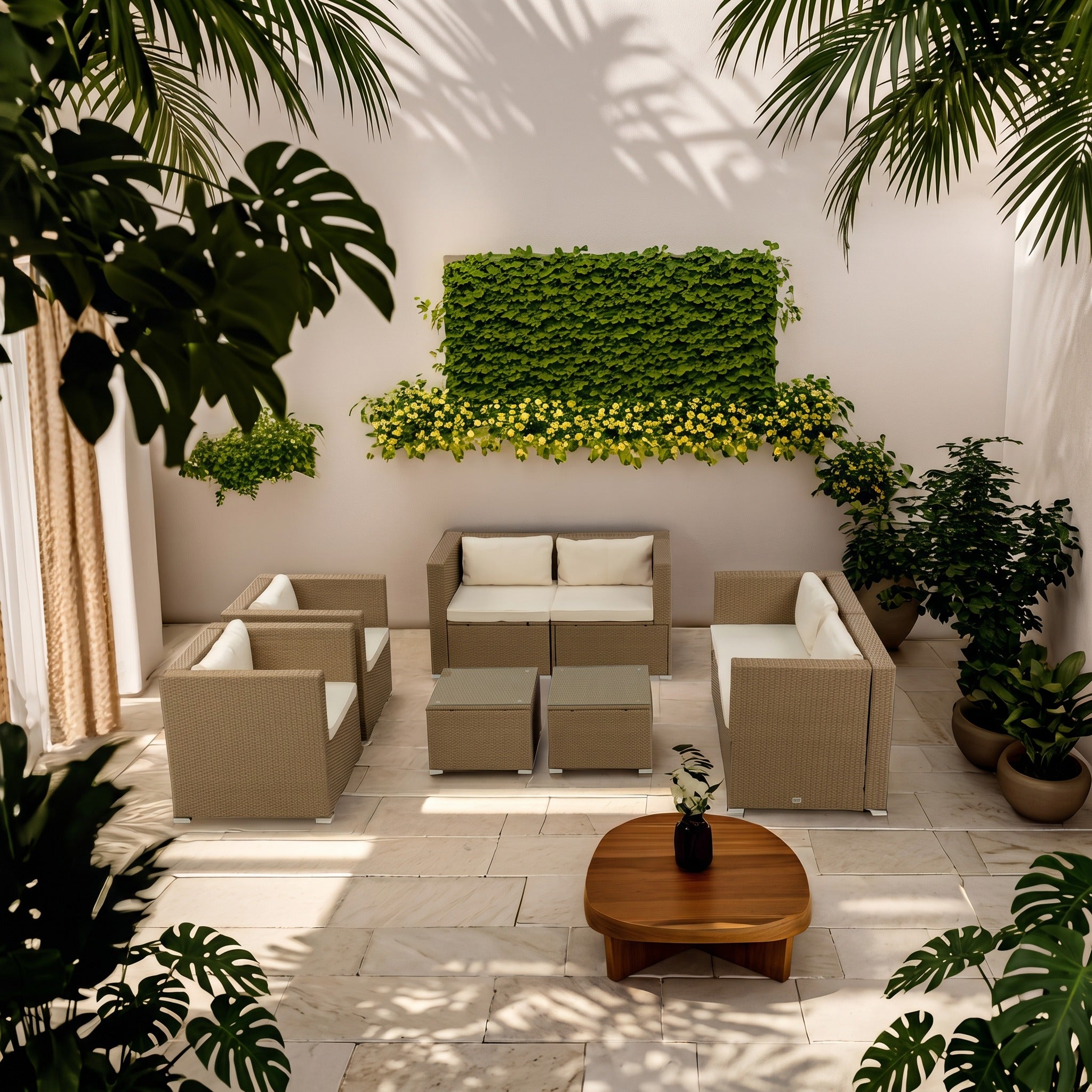 Conjunto de Jardín Bahamas Doble y 2 Sillones — Ratán Sintético