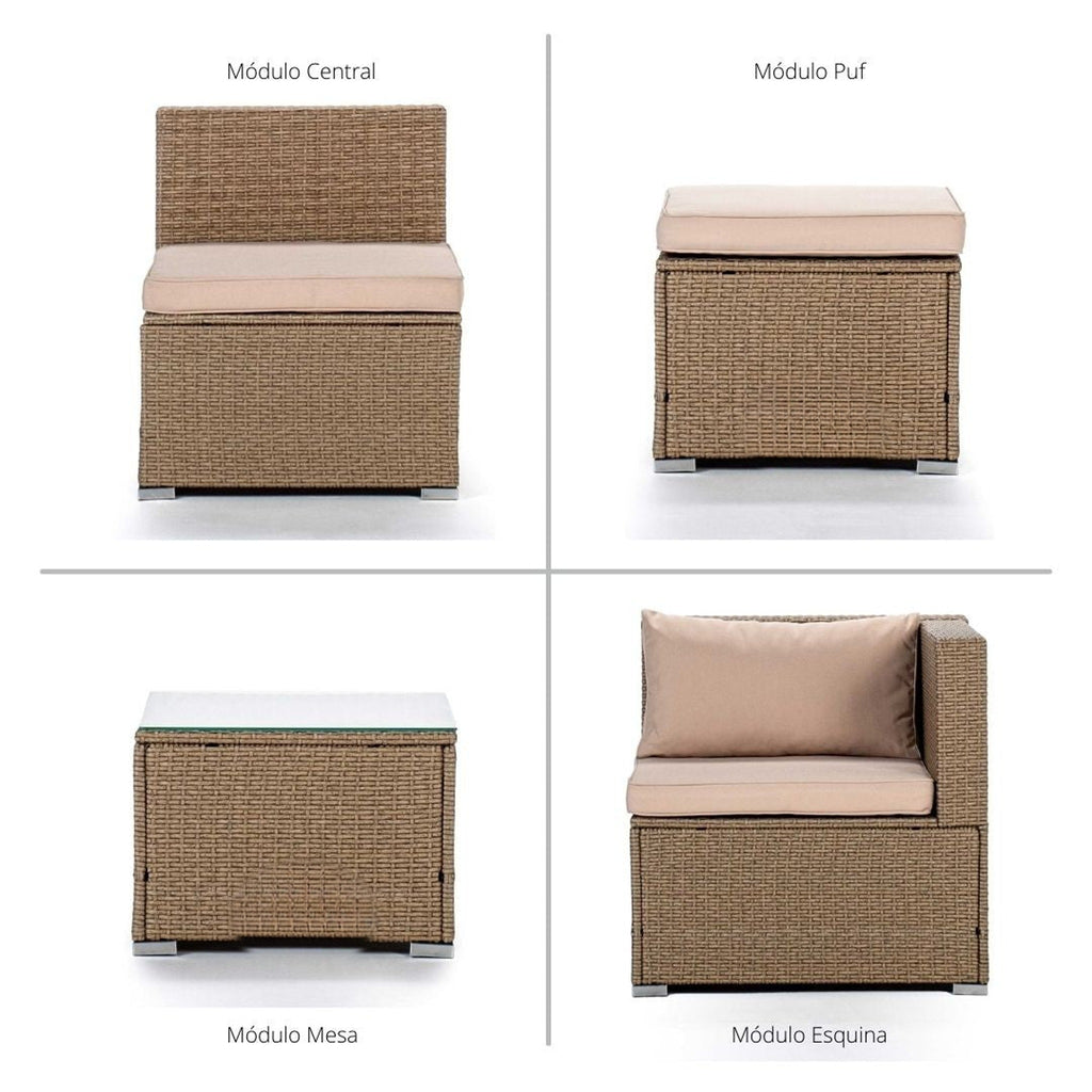 Sillón Modular de Jardín Bahamas — Ratán Sintético y Acero | Módulo Individual — vista 8