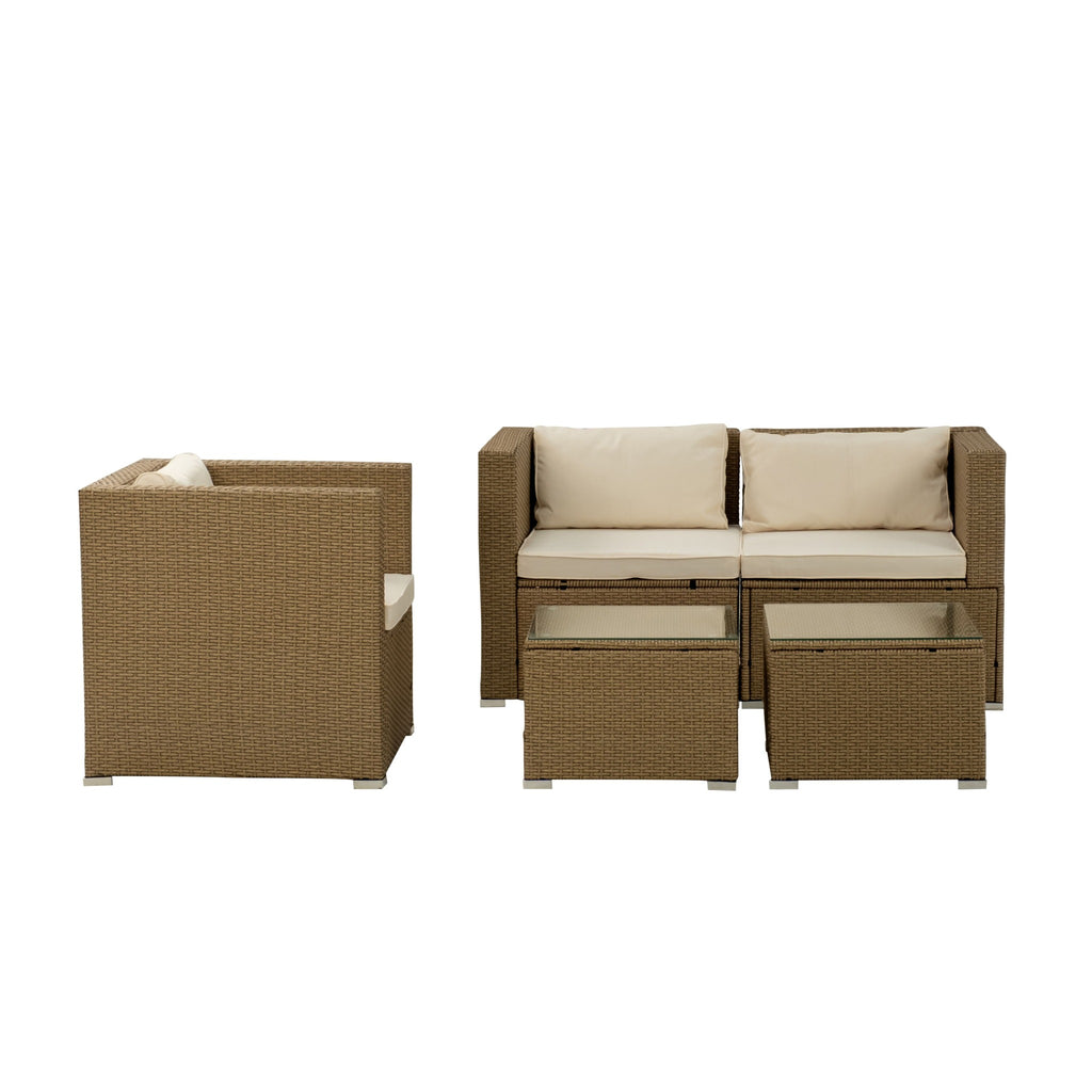 Conjunto de Jardín Ravello Sofá y Sillón 3 Plazas — Ratán Sintético y Acero | Modular — vista 4