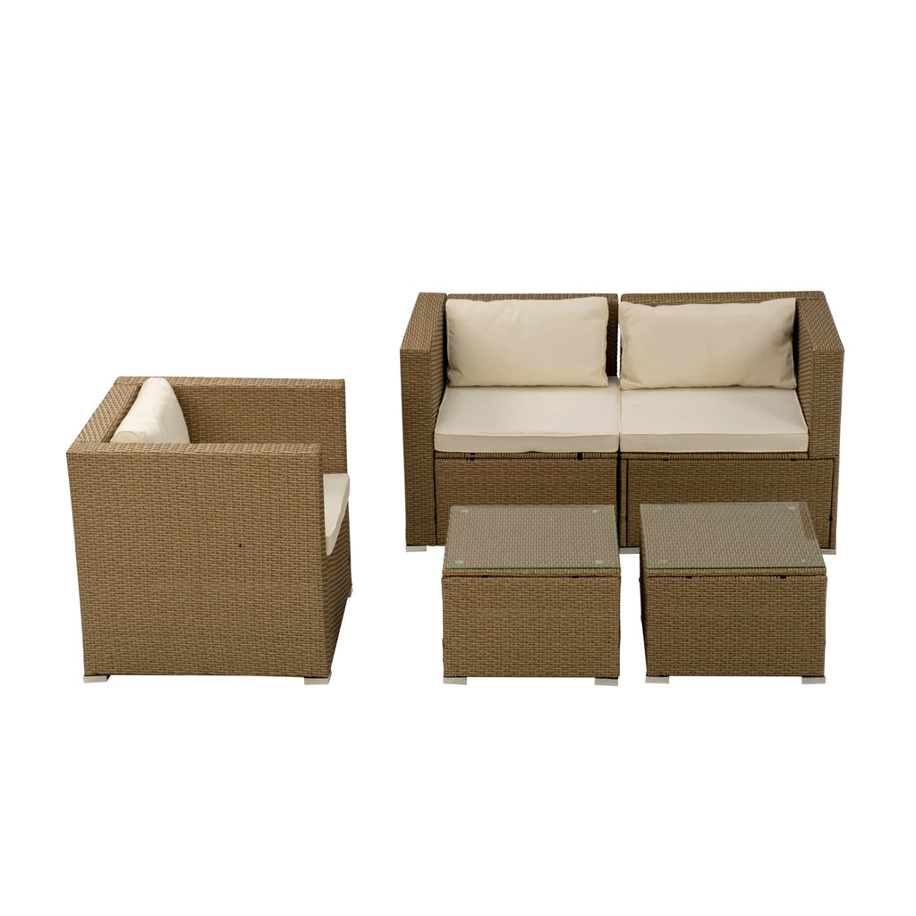 Conjunto de Jardín Ravello Sofá y Sillón 3 Plazas — Ratán Sintético y Acero | Modular — vista 5