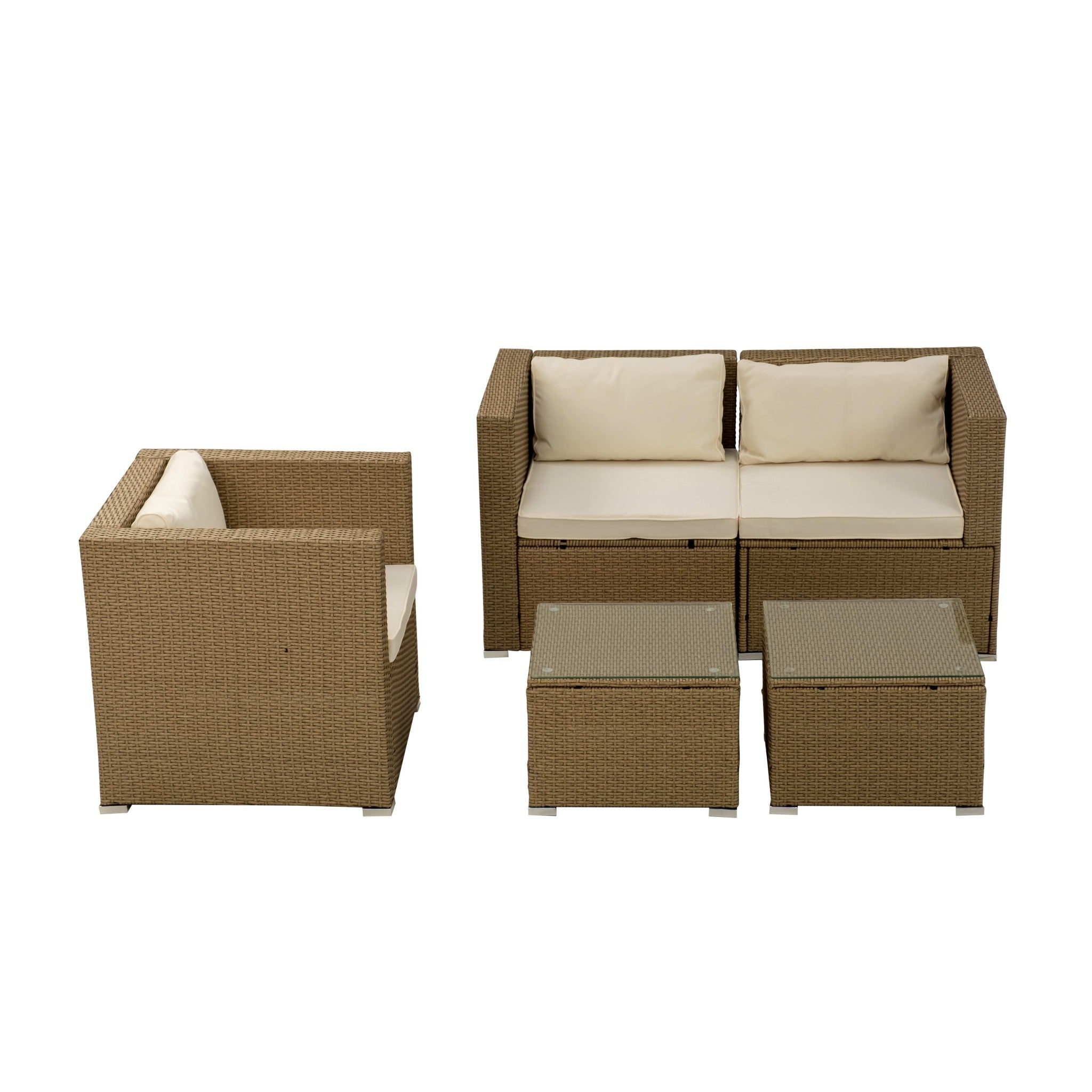 Conjunto de Jardín Ravello Sofá y Sillón 3 Plazas — Ratán Sintético y Acero | Modular — vista 5