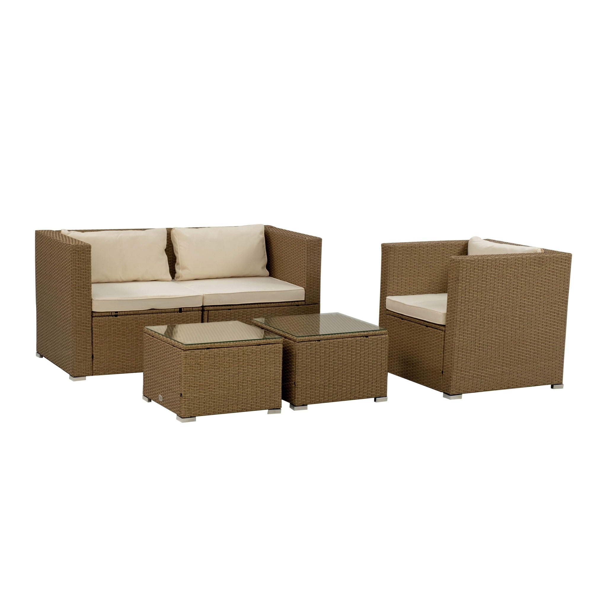 Conjunto de Jardín Ravello Sofá y Sillón 3 Plazas — Ratán Sintético y Acero | Modular — vista 6
