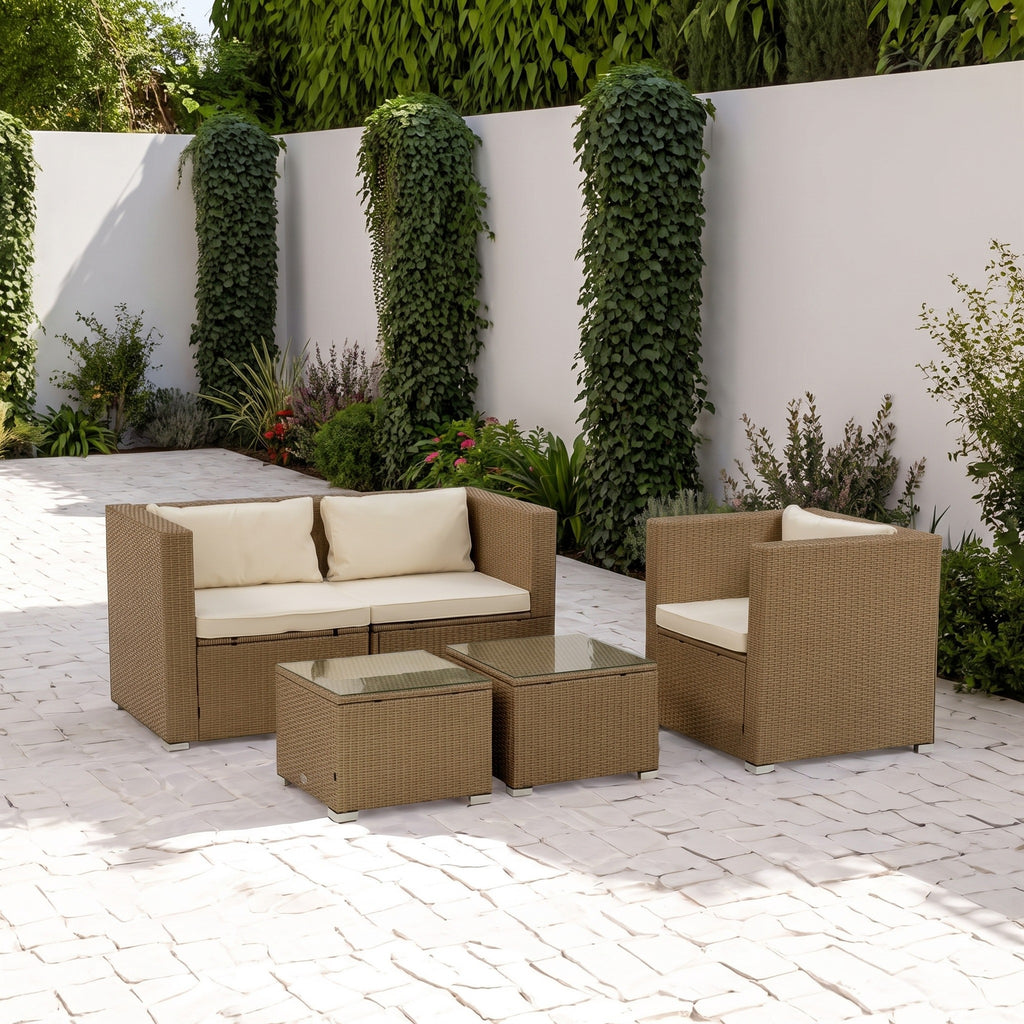 Conjunto de Jardín Ravello Sofá y Sillón 3 Plazas — Ratán Sintético y Acero | Modular