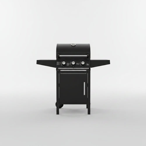 Barbacoa de Gas Brasa Nova 3 Quemadores 8,4 kW — Acero Negro Mate con Termómetro