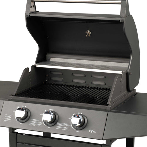 Barbacoa de Gas Brasa Nova 3 Quemadores 8,4 kW — Acero Negro Mate con Termómetro — vista 2