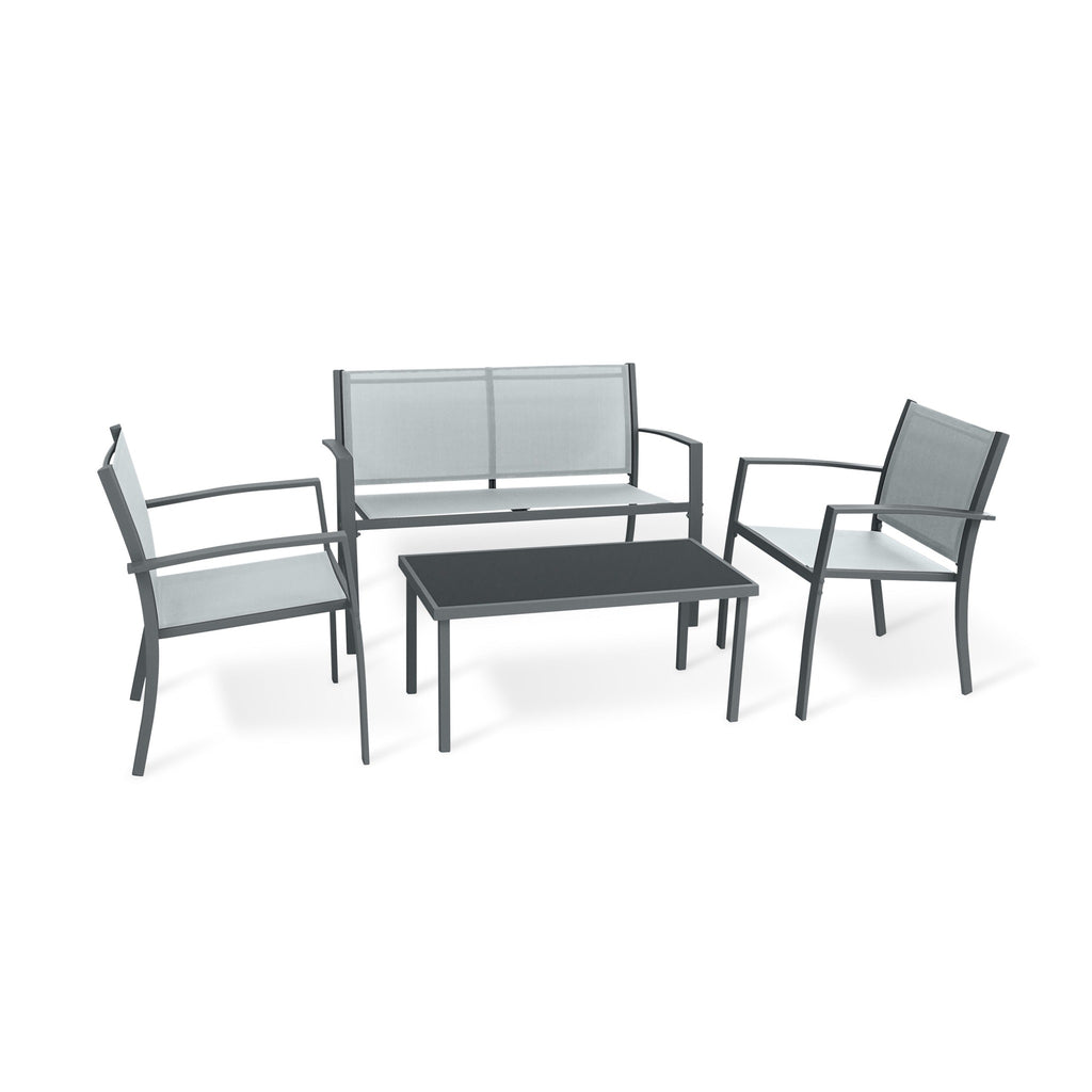 Conjunto de Jardín Arvendis 4 Plazas — Acero Galvanizado y Textileno | Gris — vista 2