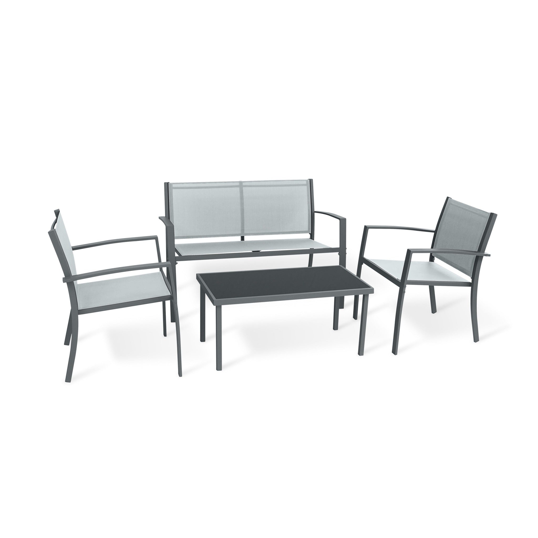 Conjunto de Jardín Arvendis 4 Plazas — Acero Galvanizado y Textileno | Gris — vista 2
