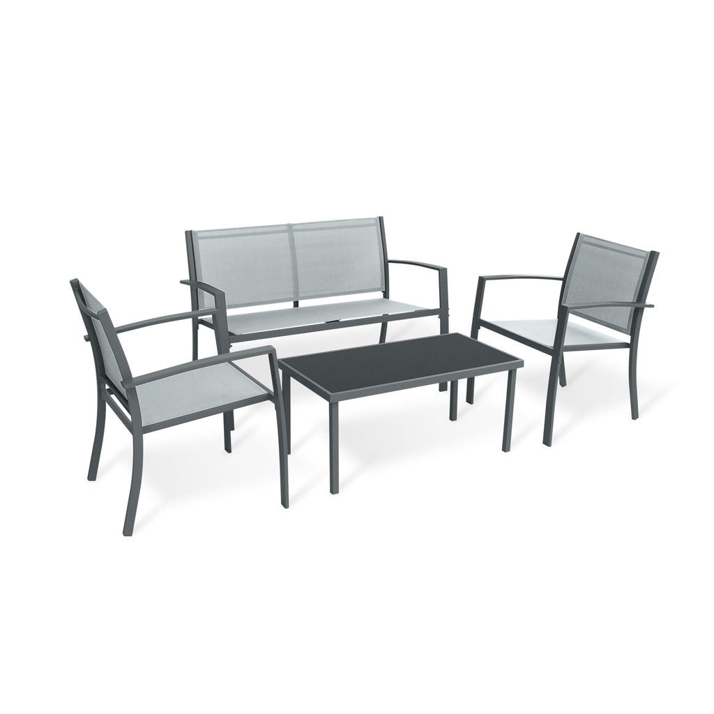 Conjunto de Jardín Arvendis 4 Plazas — Acero Galvanizado y Textileno | Gris — vista 7