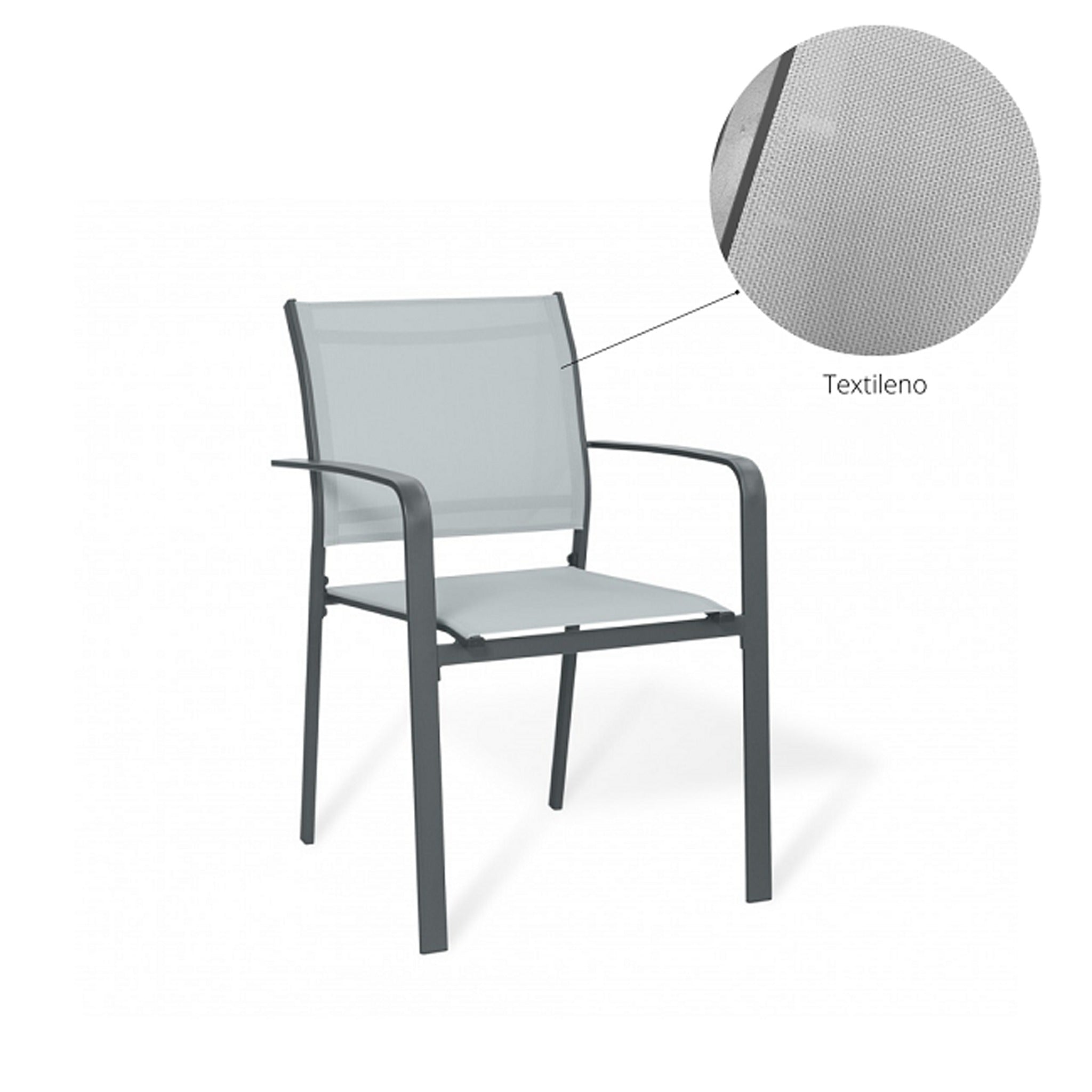 Conjunto de Jardín Arvendis 4 Plazas — Acero Galvanizado y Textileno | Gris — vista 9