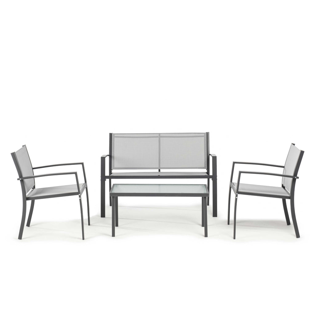 Conjunto de Jardín Arvendis 4 Plazas — Acero Galvanizado y Textileno | Gris — vista 12