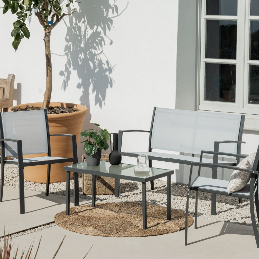 Conjunto de Jardín Arvendis 4 Plazas — Acero Galvanizado y Textileno | Gris — vista 17