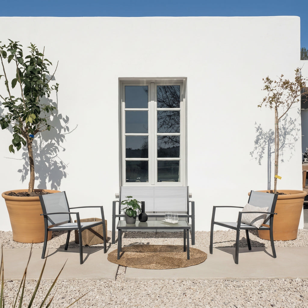 Conjunto de Jardín Arvendis 4 Plazas — OUTLET | Acero y Textileno