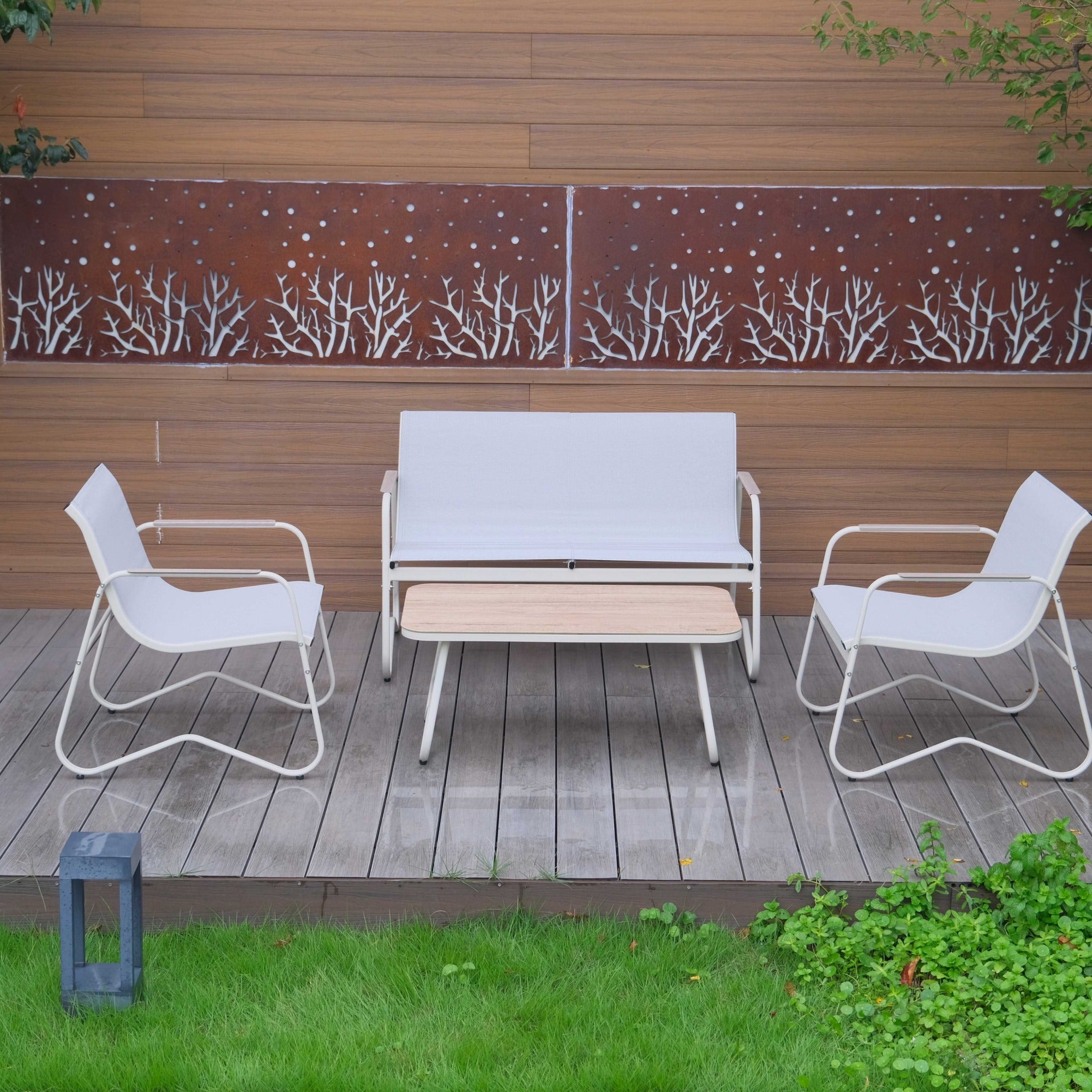 Conjunto de Jardín Helvoria 4 Plazas — Acero Galvanizado y Textileno | Sofá, 2 Sillones y Mesa — vista 2