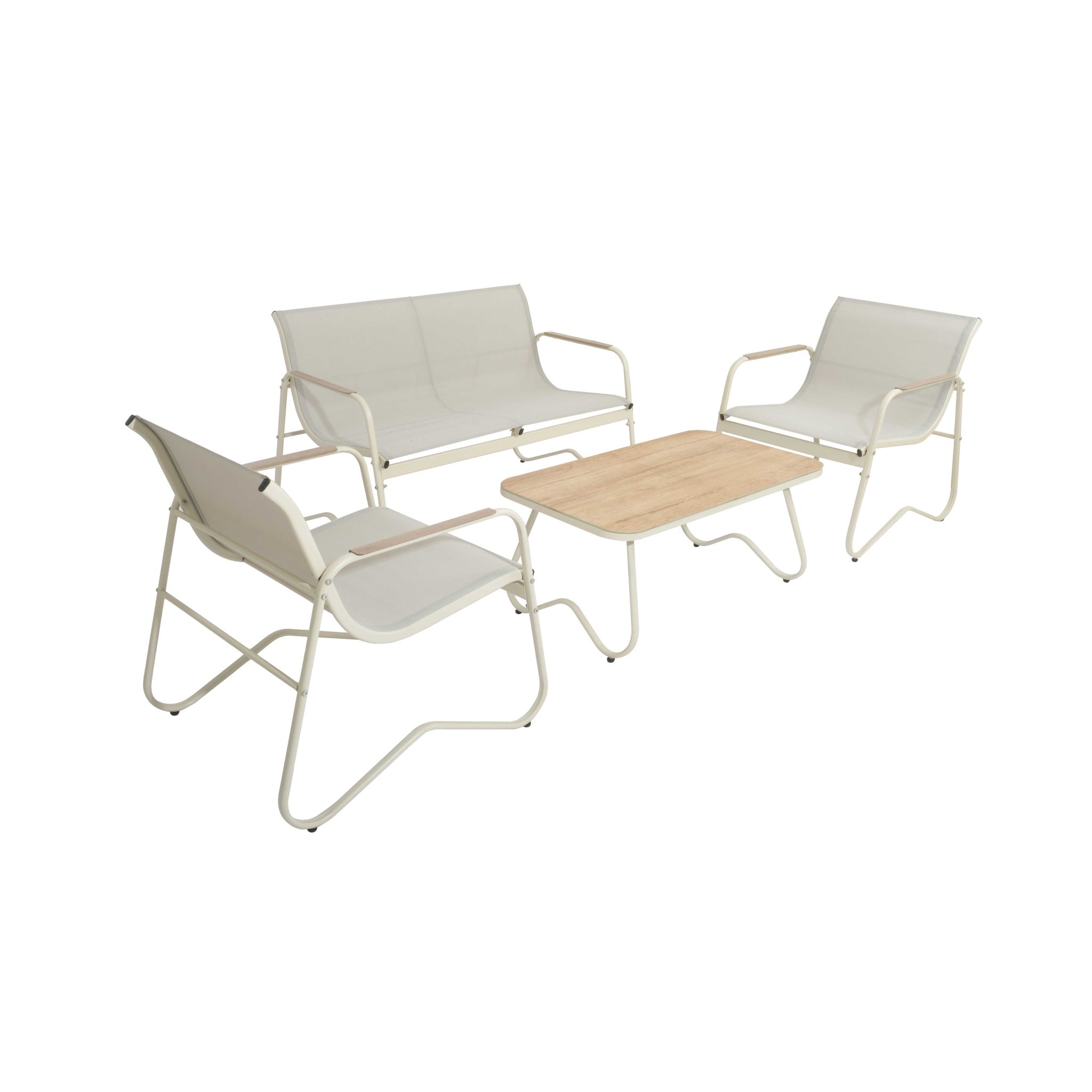 Conjunto de Jardín Helvoria 4 Plazas — Acero Galvanizado y Textileno | Sofá, 2 Sillones y Mesa — vista 3