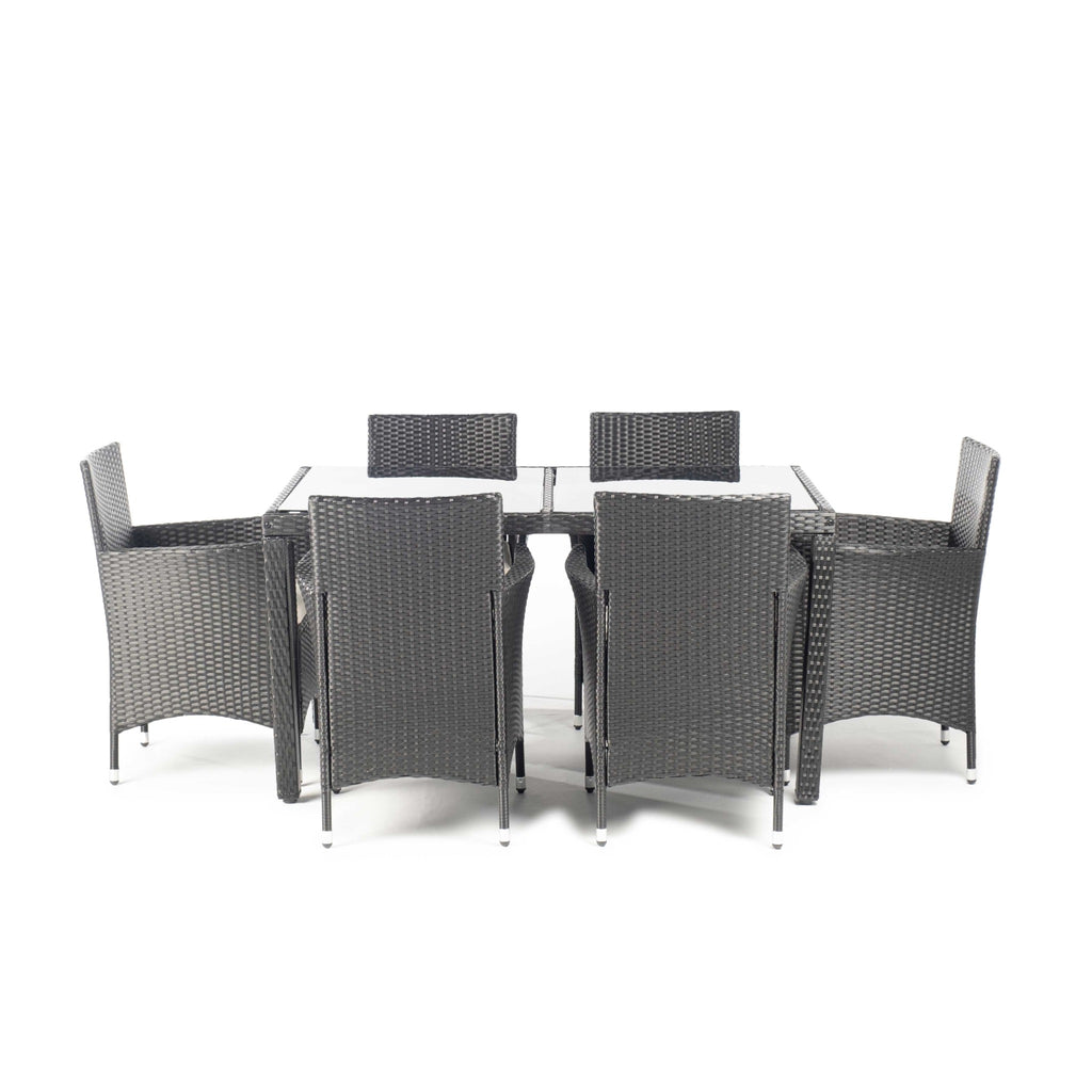 Comedor de Jardín Zurich 6 Plazas — Ratán Sintético | Negro