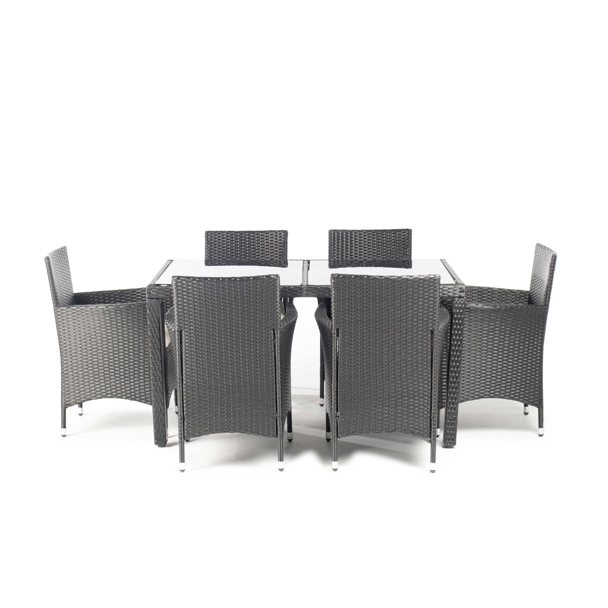 Comedor de Jardín Zurich 6 Plazas — Ratán Sintético | Negro