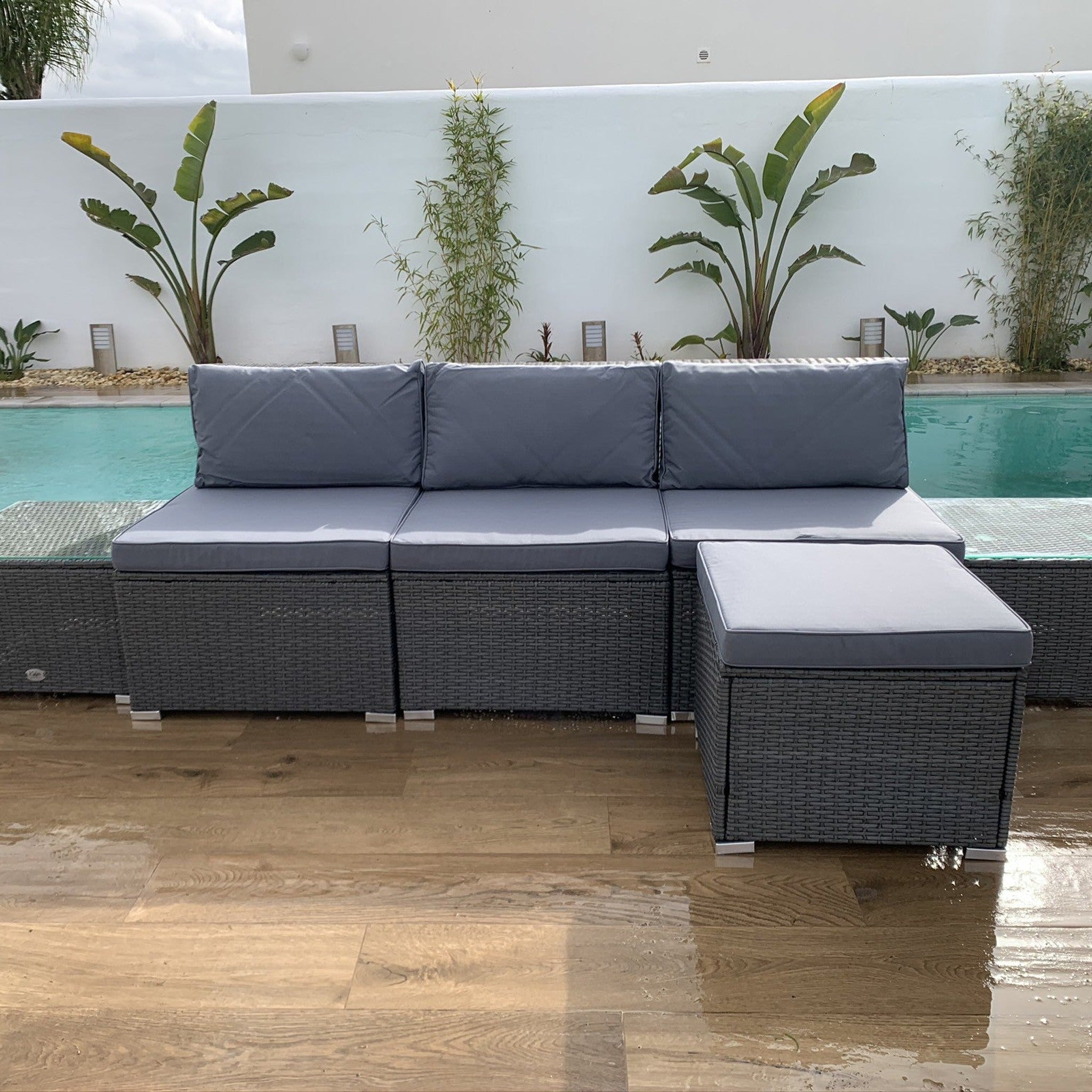 Conjunto de Jardín Ravello Central con Doble Mesa — Ratán Sintético — vista 2