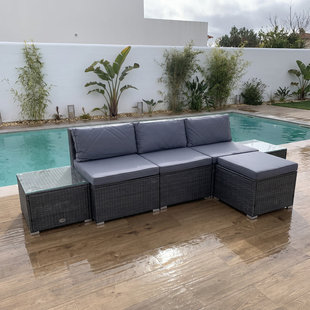 Conjunto de Jardín Ravello Central con Doble Mesa — Ratán Sintético — vista 3