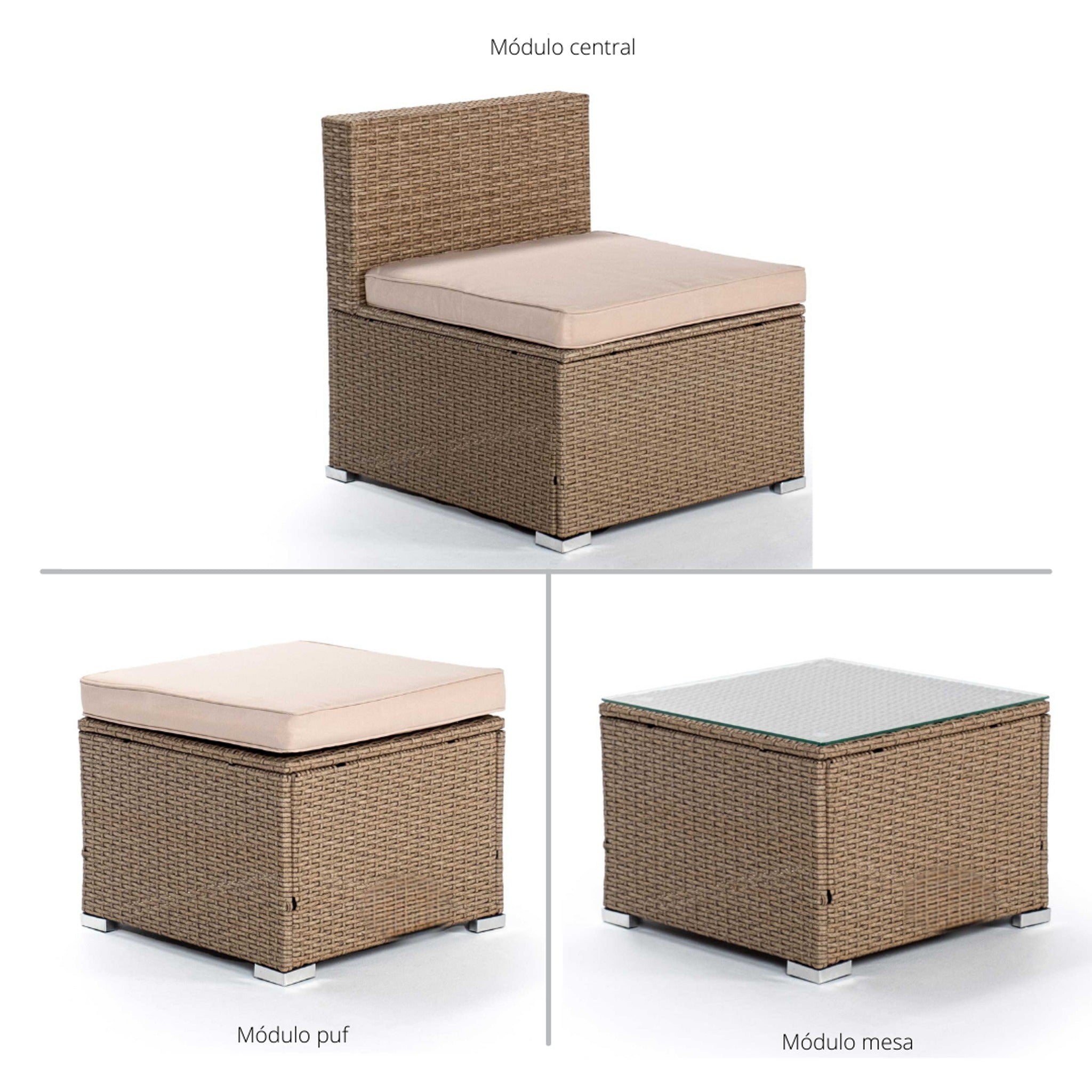 Conjunto de Jardín Ravello Central con Doble Mesa — Ratán Sintético — vista 8
