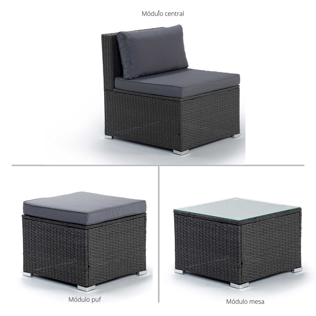 Conjunto de Jardín Ravello Central con Doble Mesa — Ratán Sintético — vista 9