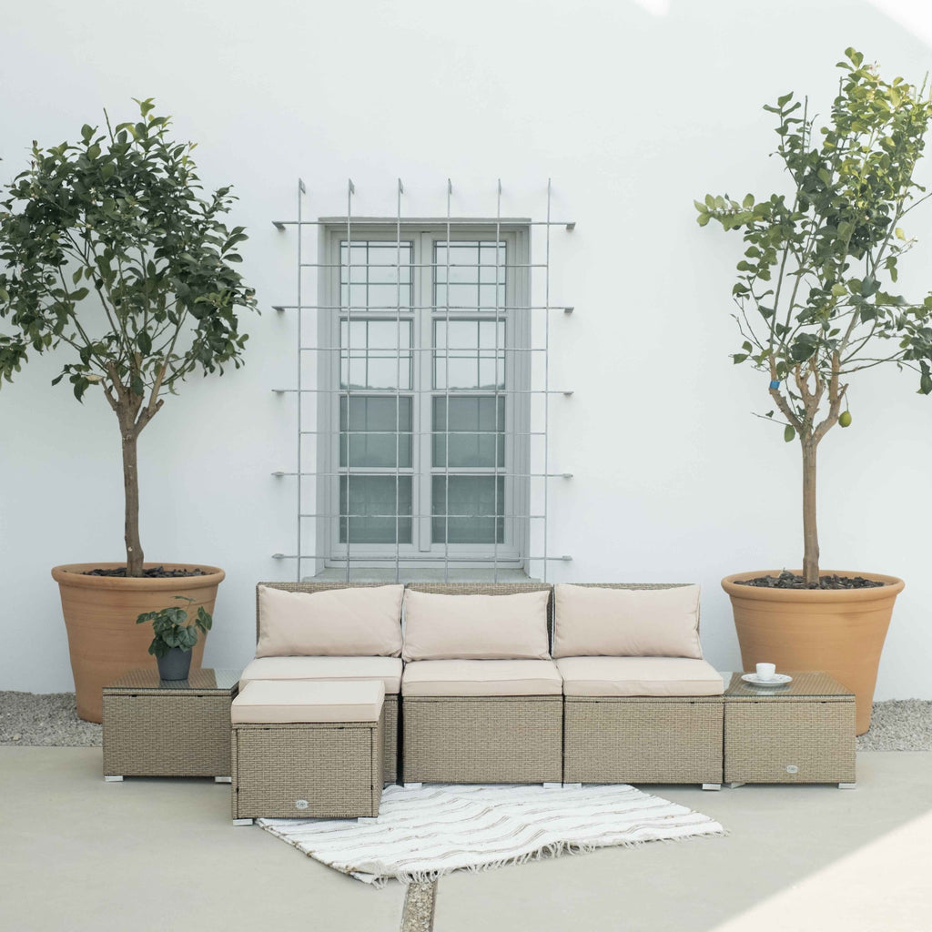 Conjunto de Jardín Ravello Central con Doble Mesa — Ratán Sintético — vista 10