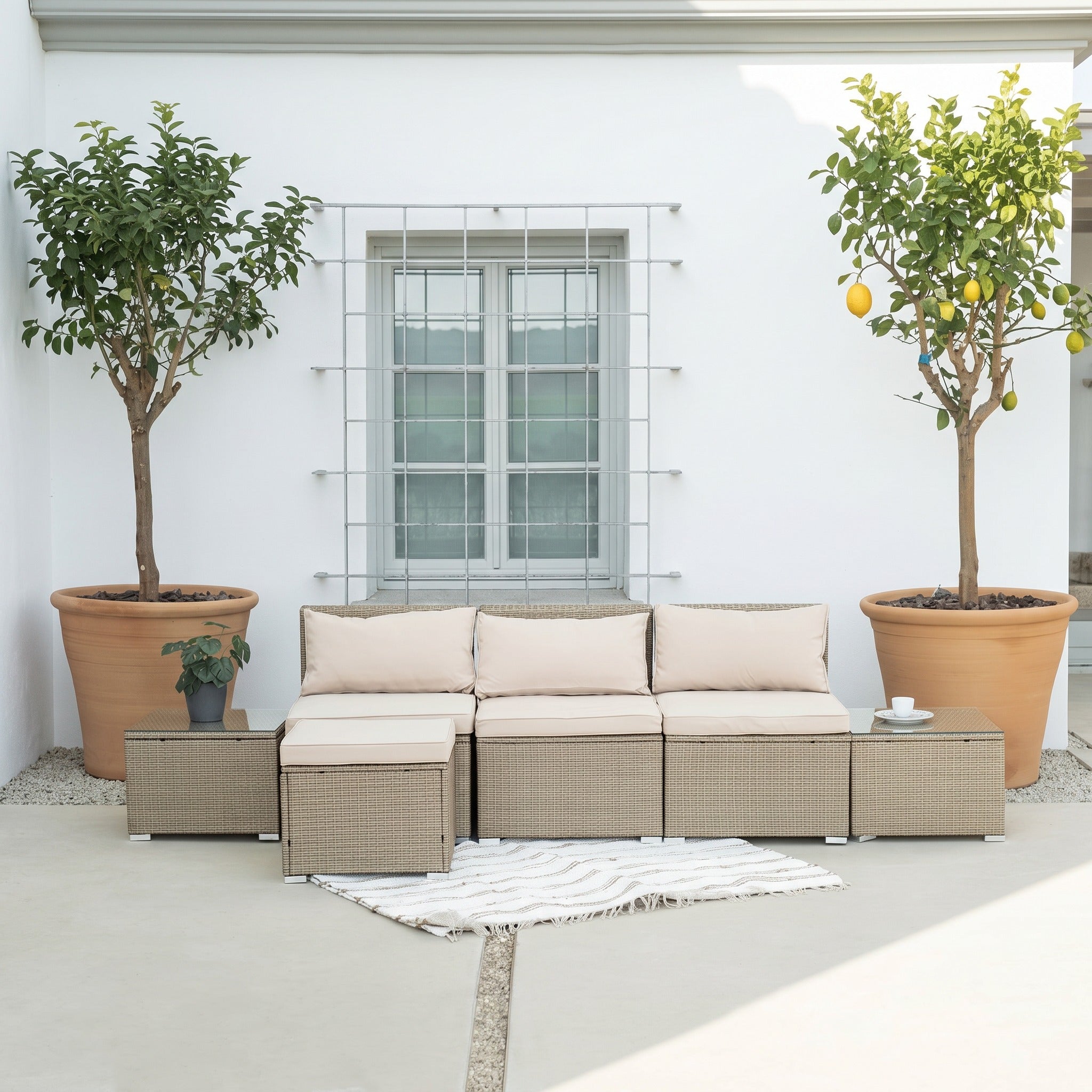 Conjunto de Jardín Ravello Central con Doble Mesa — Ratán Sintético — vista 11