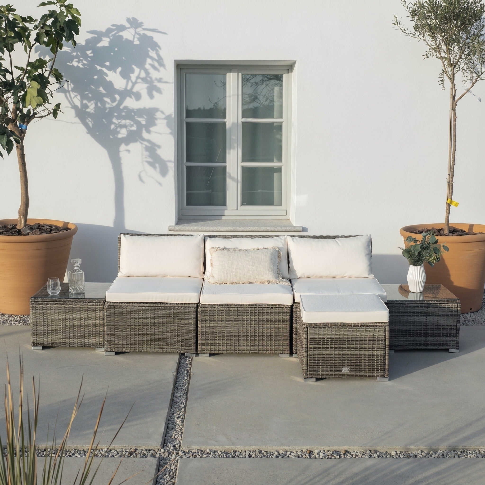Conjunto de Jardín Ravello Central con Doble Mesa — Ratán Sintético — vista 14