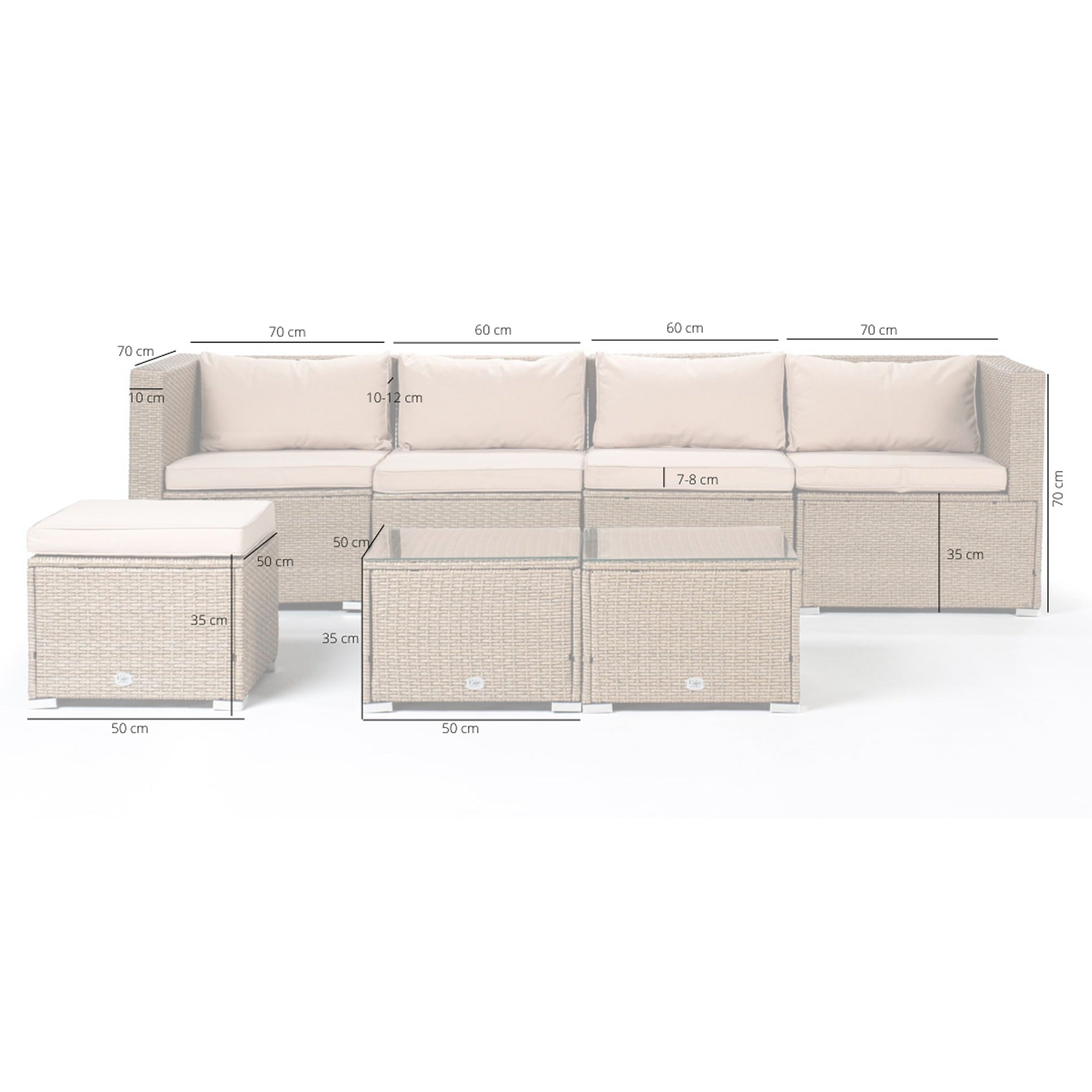 Conjunto de Jardín Ravello Cuatro con Doble Mesa — Ratán Sintético — vista 8