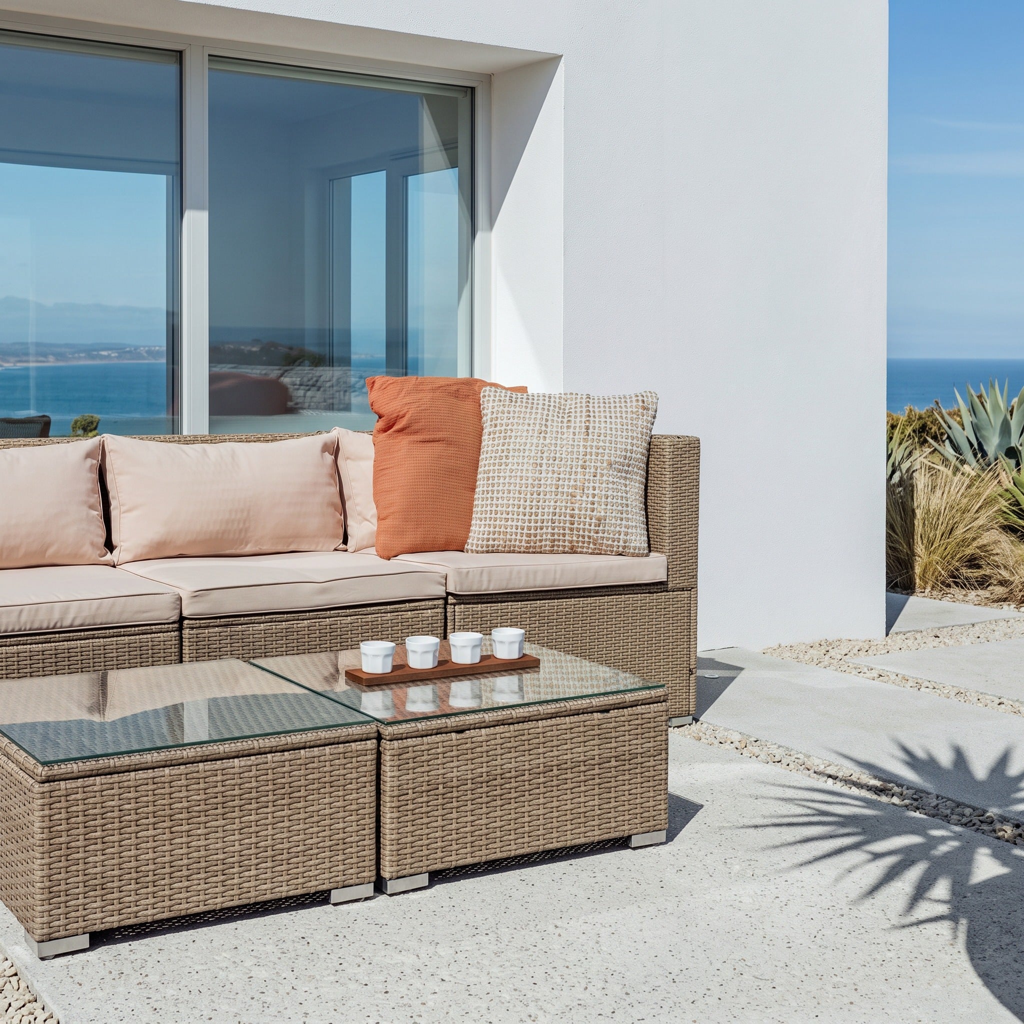 Conjunto de Jardín Ravello Cuatro con Doble Mesa — Ratán Sintético — vista 10