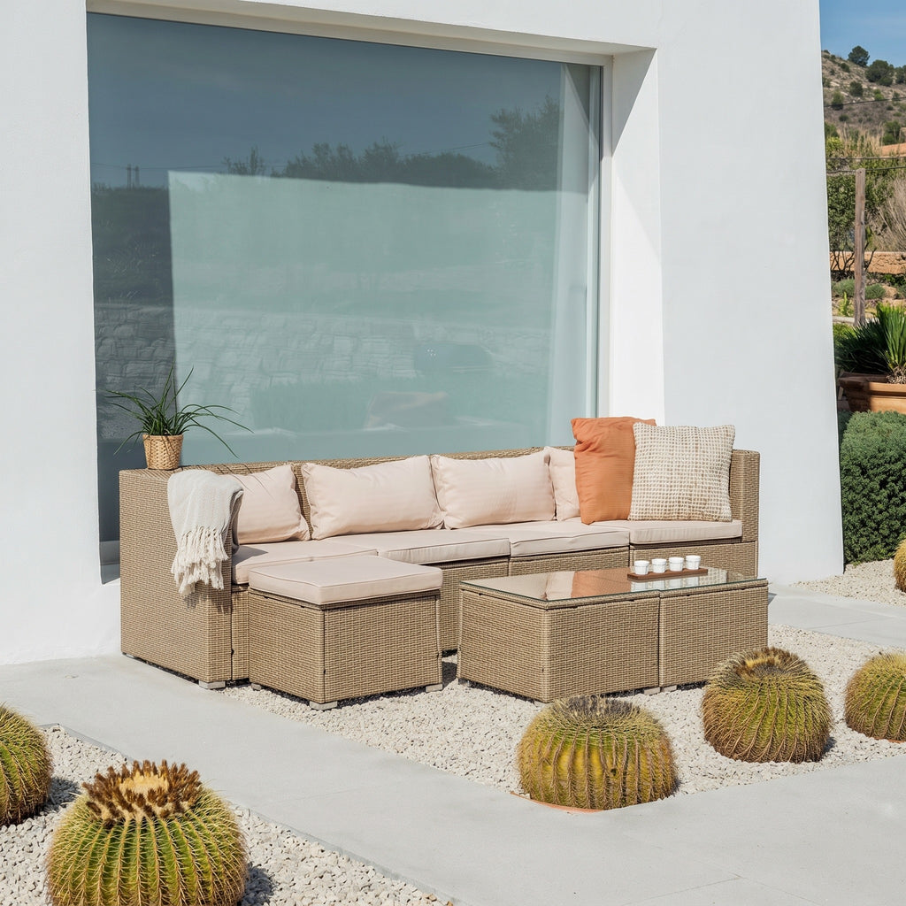 Conjunto de Jardín Ravello Cuatro con Doble Mesa — Ratán Sintético — vista 11