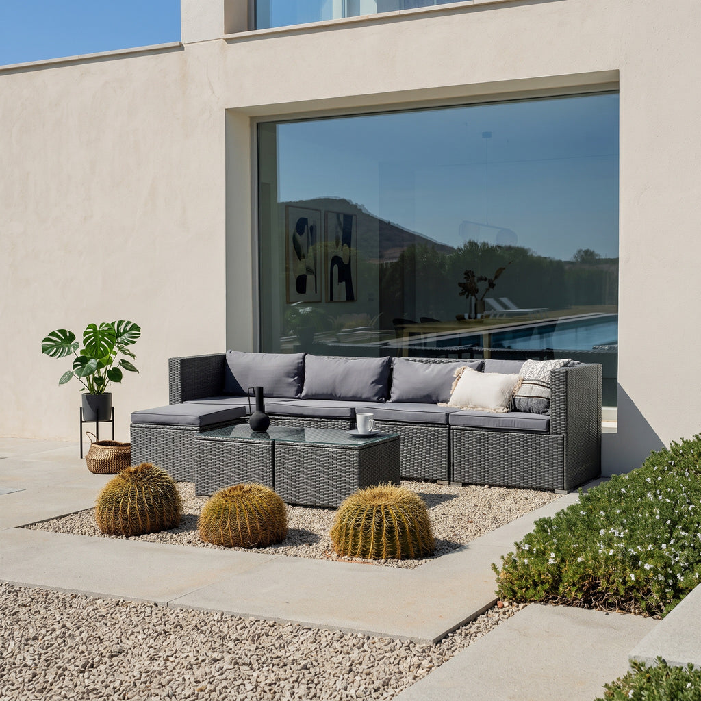 Conjunto de Jardín Ravello Cuatro con Doble Mesa — Ratán Sintético — vista 13