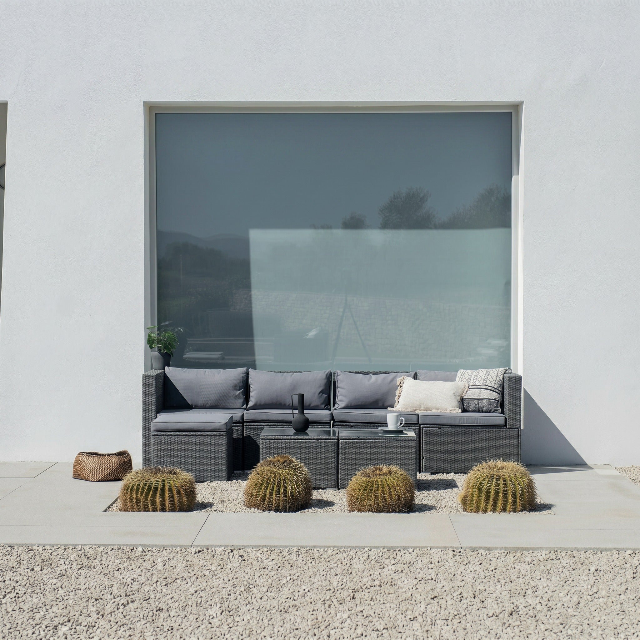 Conjunto de Jardín Ravello Cuatro con Doble Mesa — Ratán Sintético — vista 17
