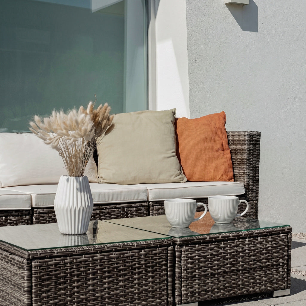 Conjunto de Jardín Ravello Cuatro con Doble Mesa — Ratán Sintético — vista 18
