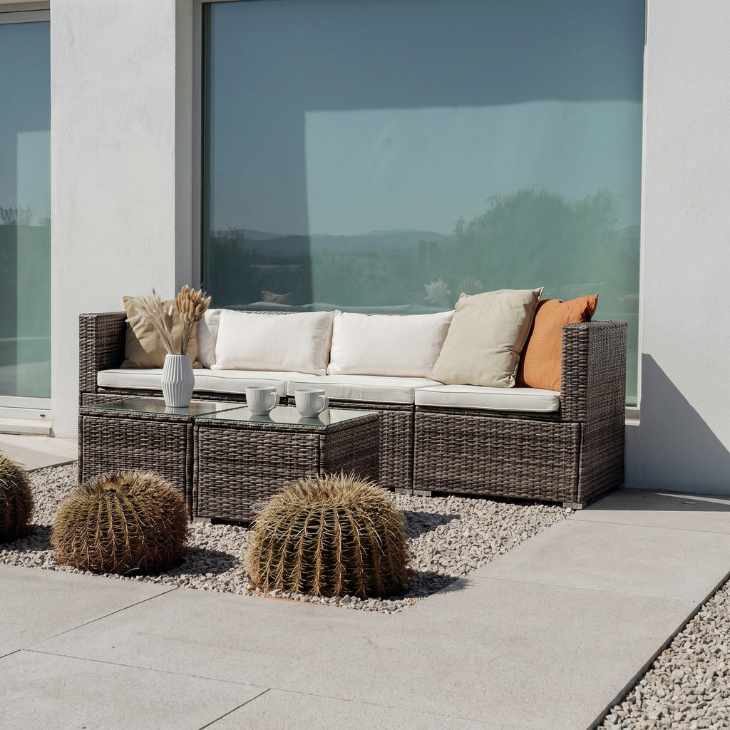 Conjunto de Jardín Ravello Cuatro con Doble Mesa — Ratán Sintético — vista 19