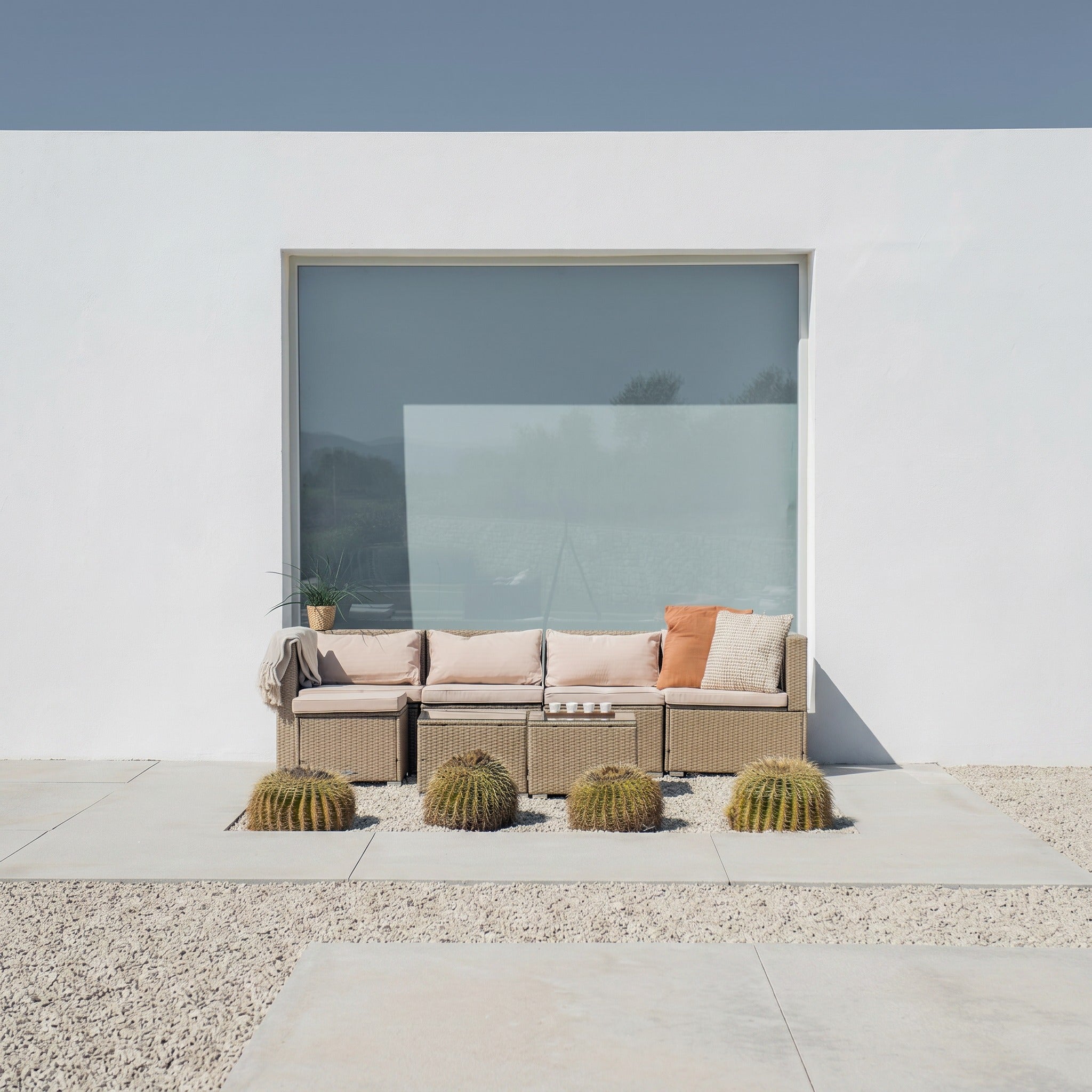 Conjunto de Jardín Ravello Cuatro con Doble Mesa — Ratán Sintético — vista 22