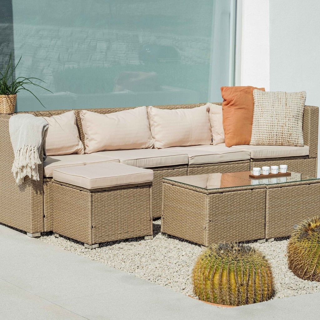 Conjunto de Jardín Ravello Cuatro con Doble Mesa — Ratán Sintético — vista 23