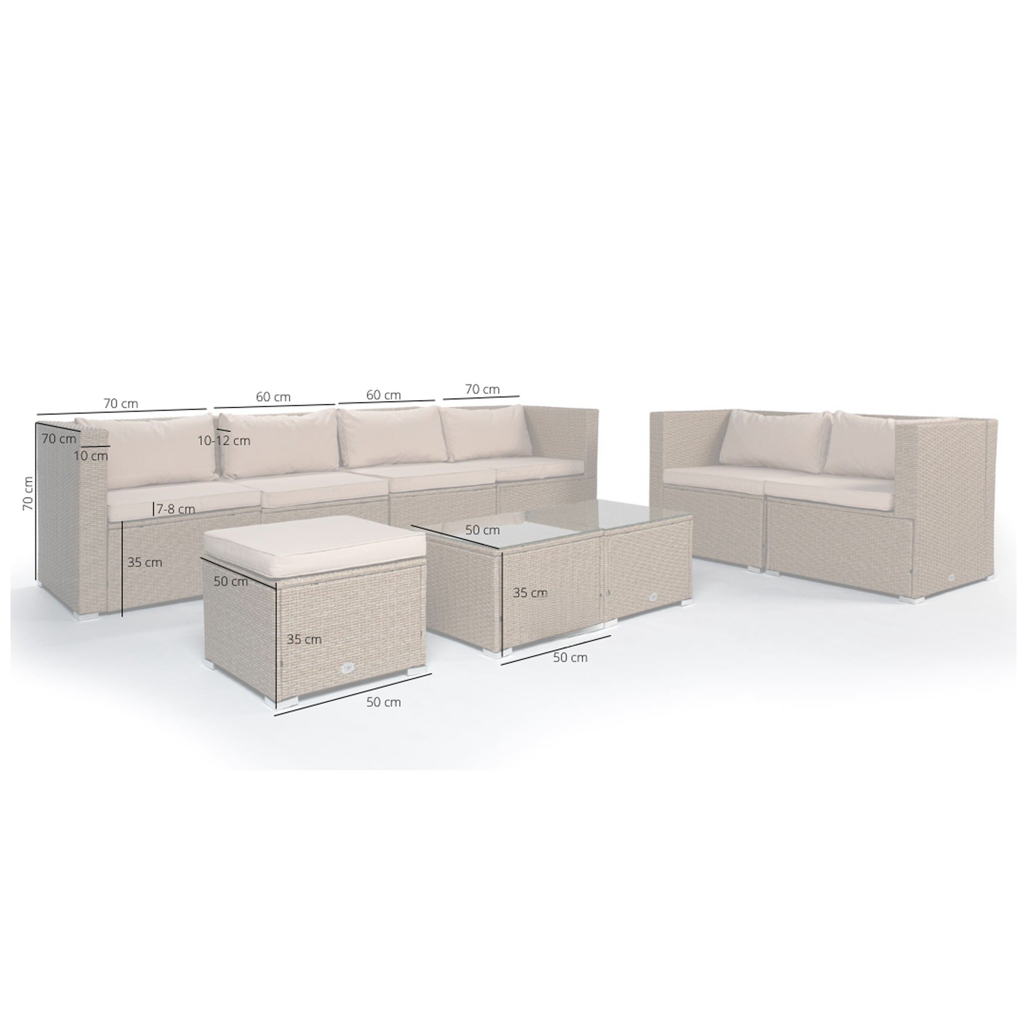 Conjunto de Jardín Ravello Doble Sofá — Ratán Sintético — vista 9