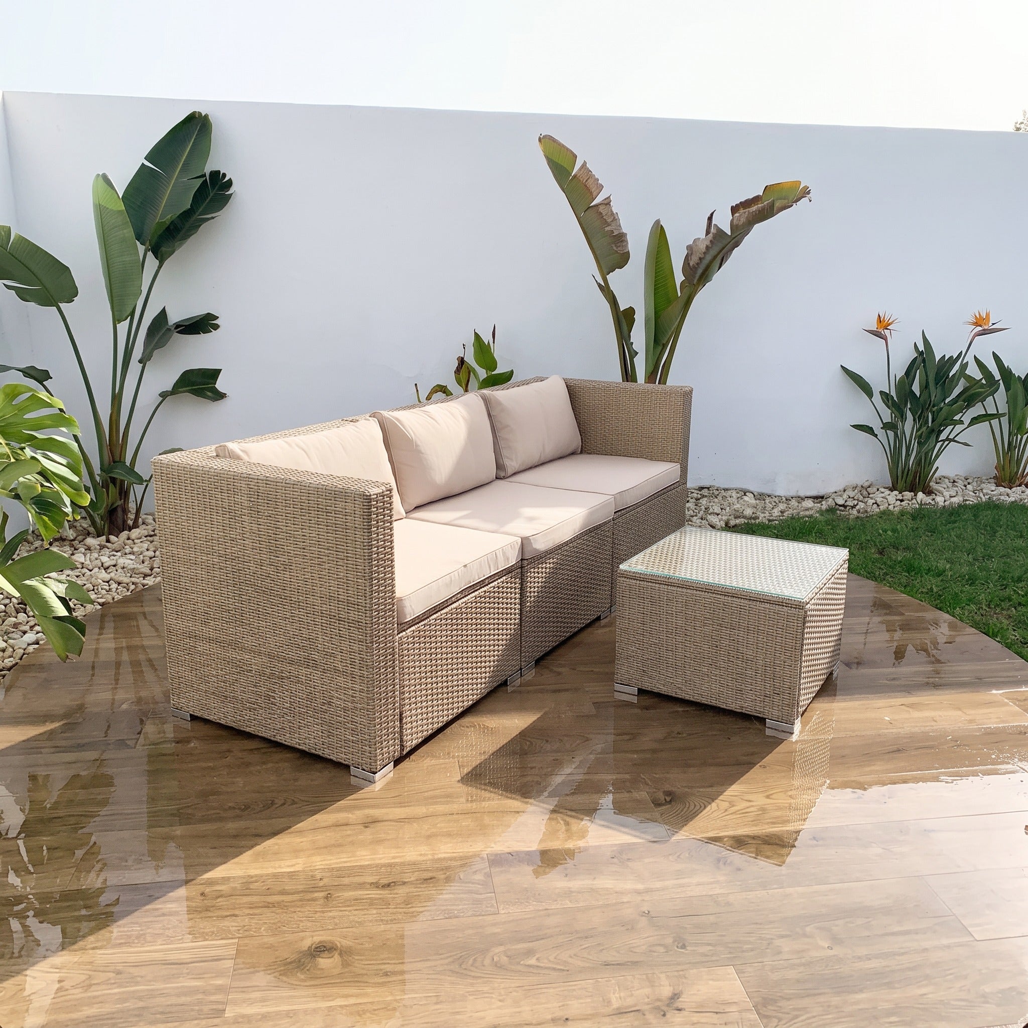 Sofá de Jardín Ravello Triple con Mesa — Ratán Sintético — vista 2