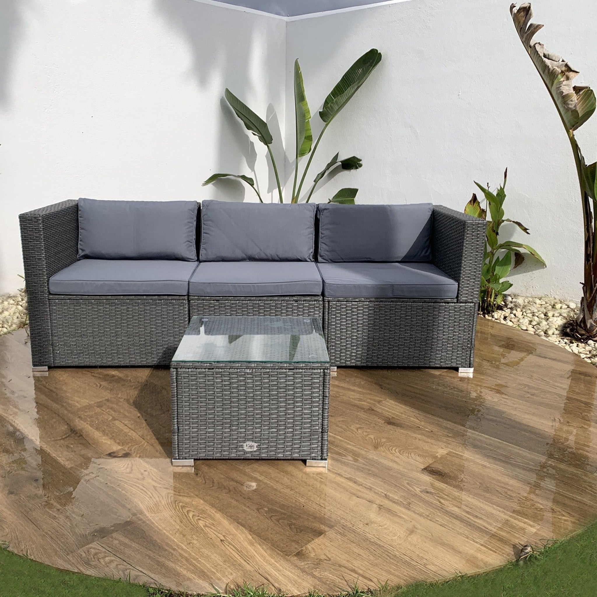 Sofá de Jardín Ravello Triple con Mesa — Ratán Sintético — vista 5