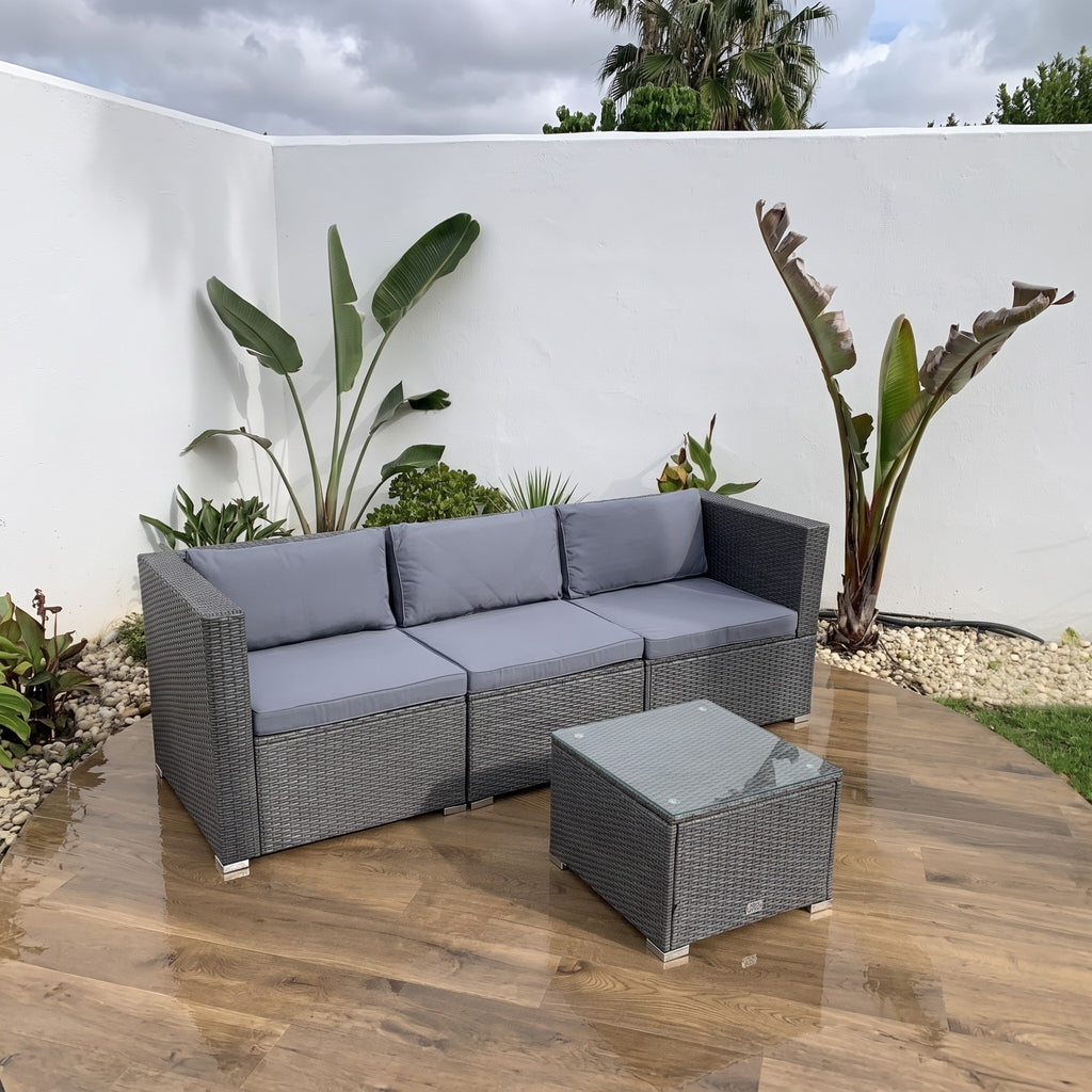 Sofá de Jardín Ravello Triple con Mesa — Ratán Sintético — vista 6