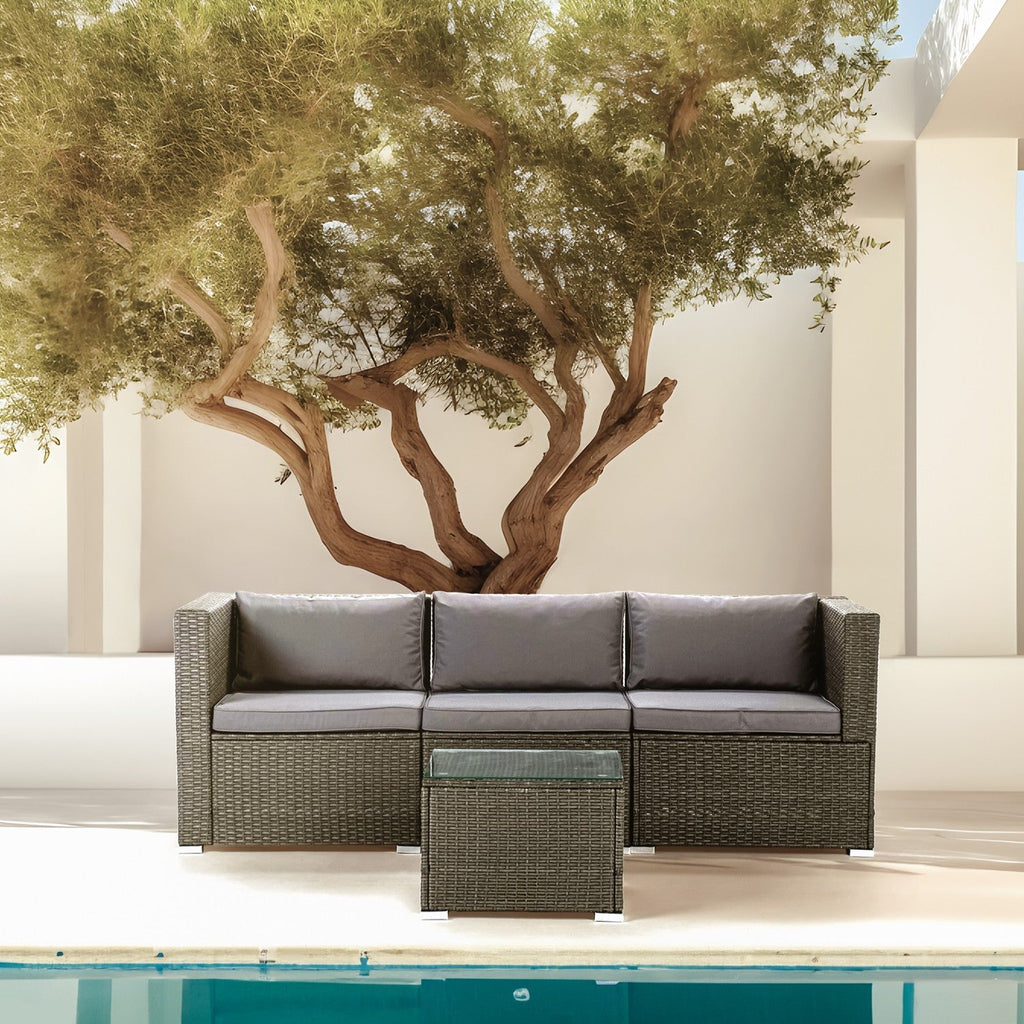 Sofá de Jardín Ravello Triple con Mesa — Ratán Sintético