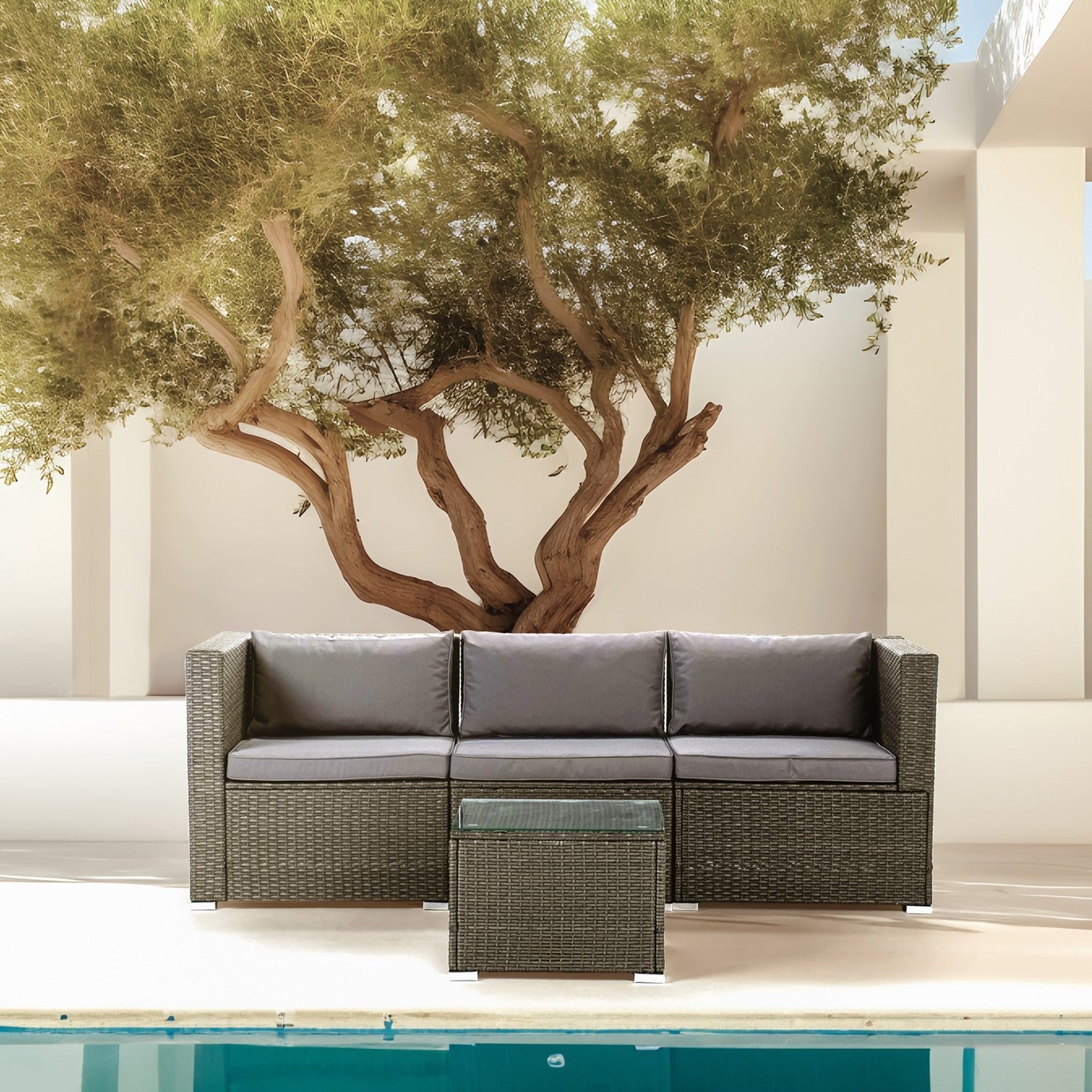 Sofá de Jardín Ravello Triple con Mesa — Ratán Sintético