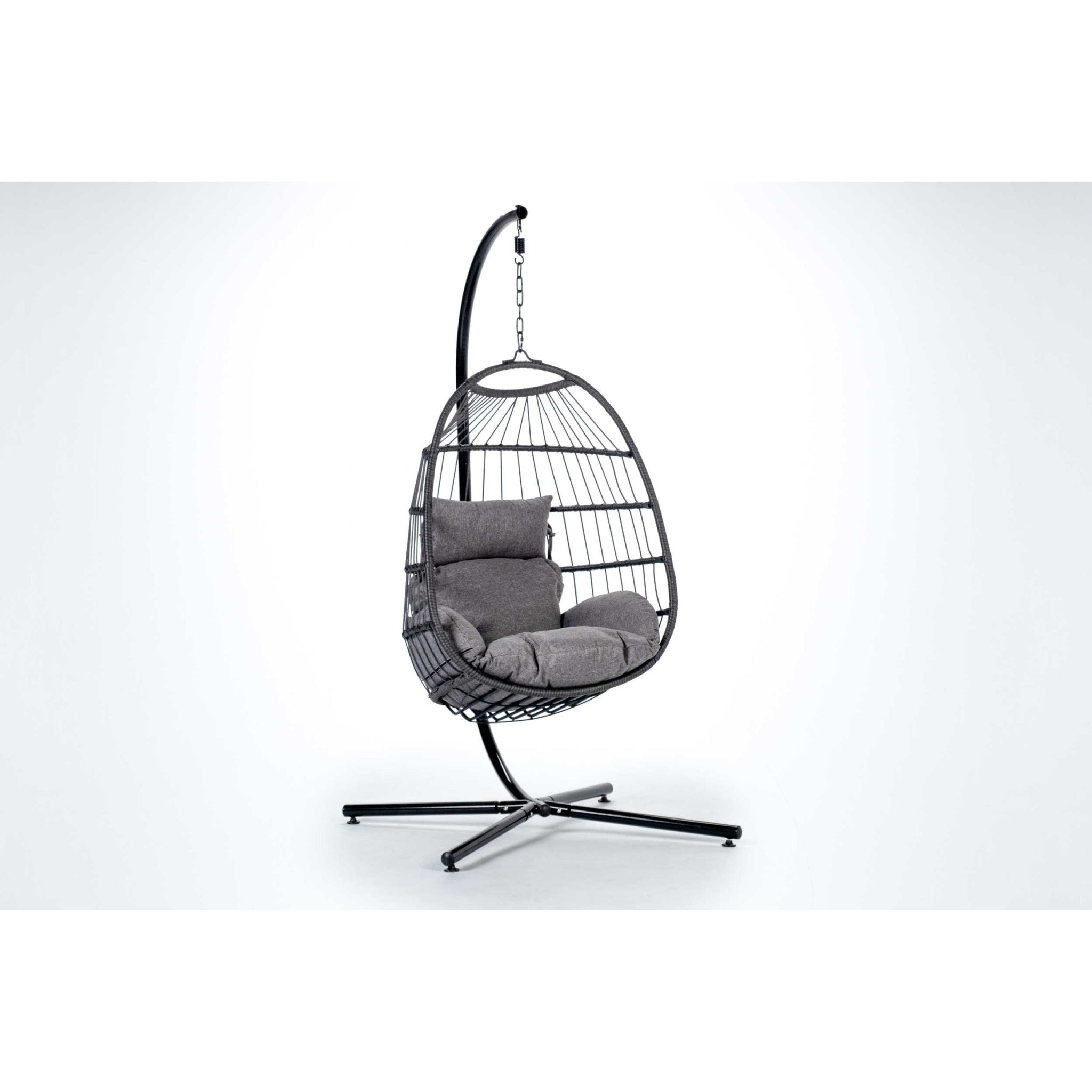 Sillón Huevo Colgante de Jardín Dravena — Ratán Sintético y Acero | Beige — vista 2