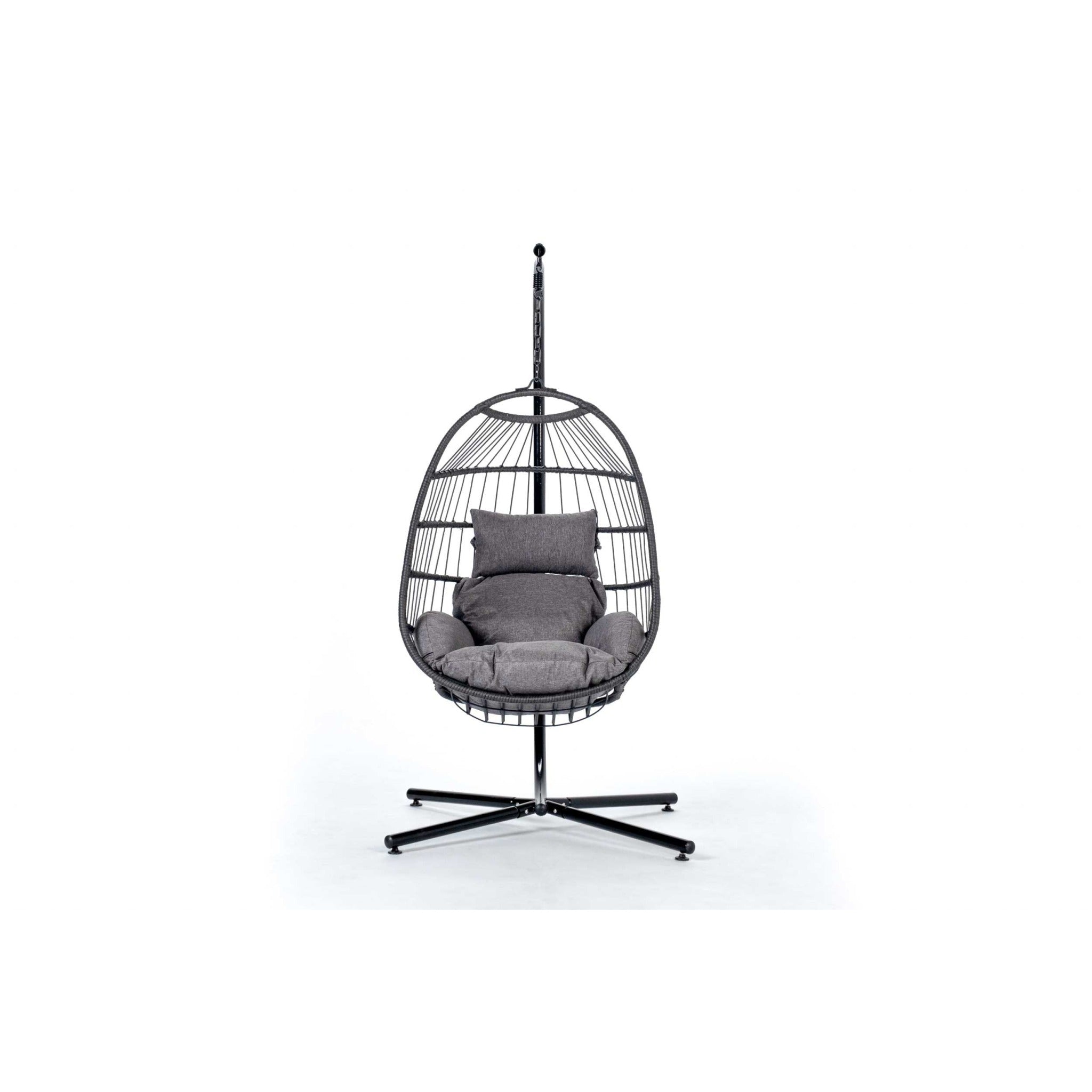 Sillón Huevo Colgante de Jardín Dravena — Ratán Sintético y Acero | Beige — vista 3