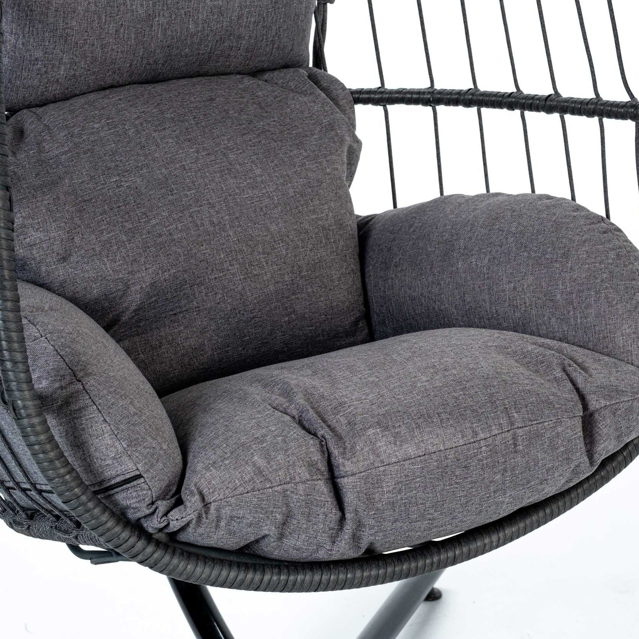 Sillón Huevo Colgante de Jardín Dravena — Ratán Sintético y Acero | Beige — vista 4