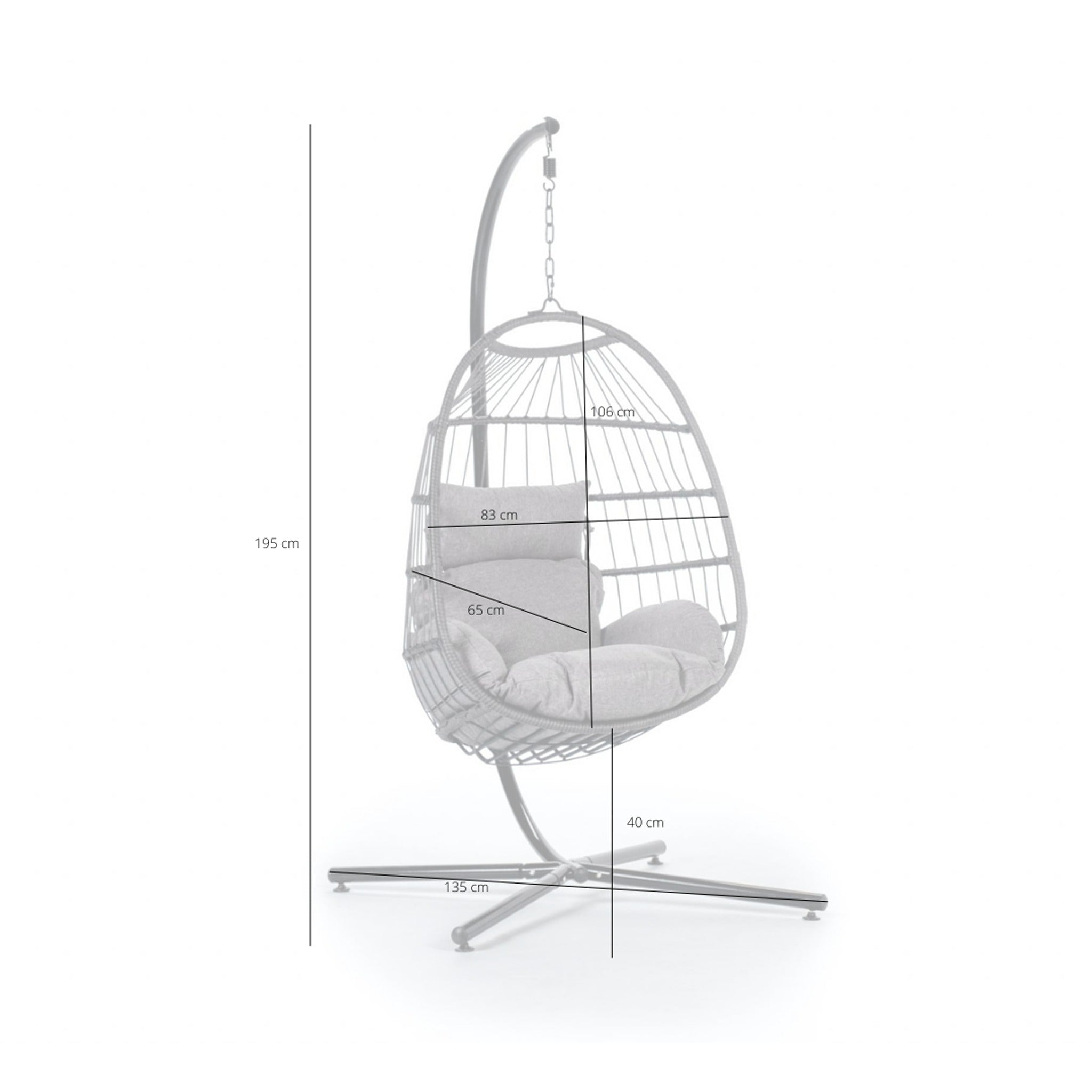 Sillón Huevo Colgante de Jardín Dravena — Ratán Sintético y Acero | Beige — vista 5