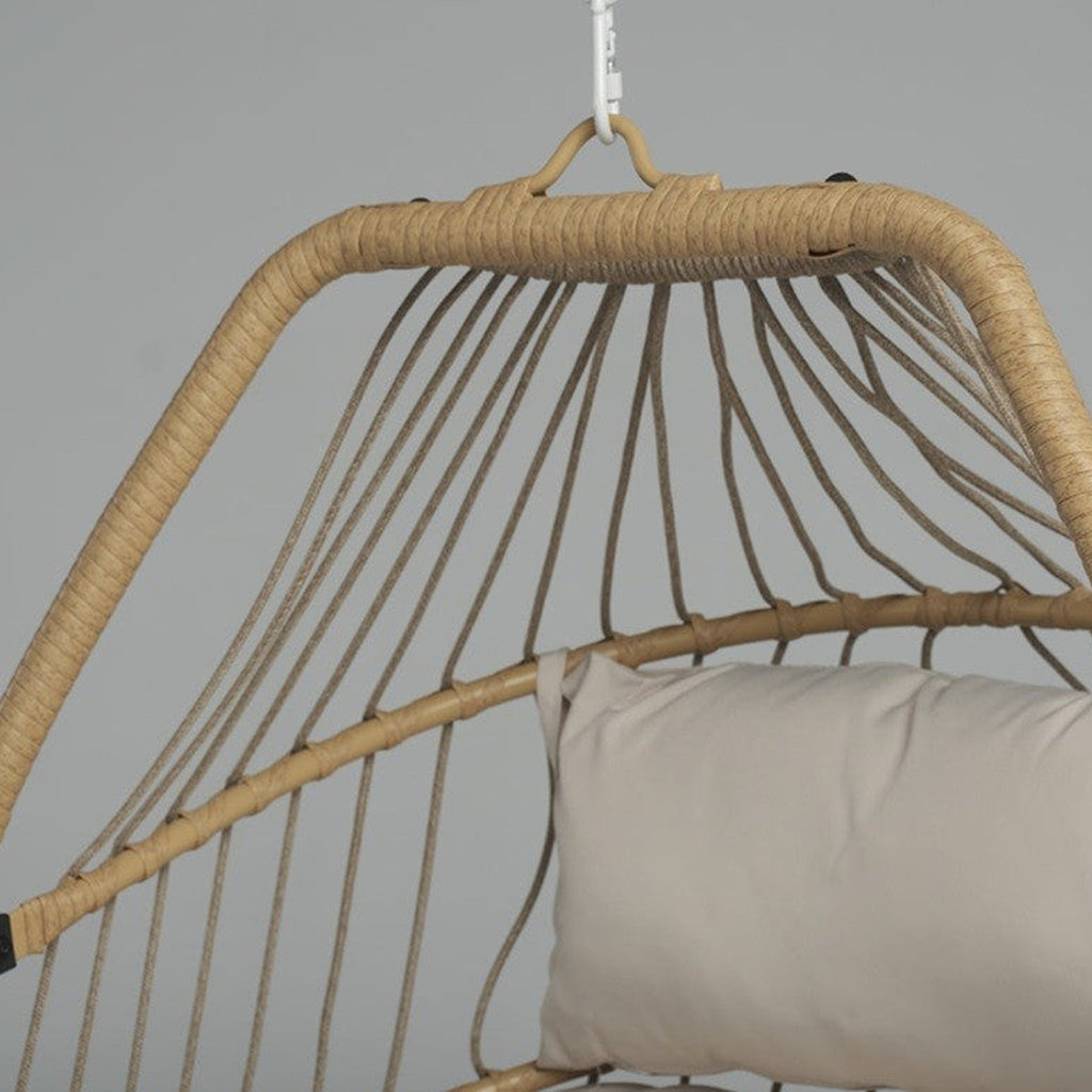 Sillón Huevo Colgante de Jardín Dravena — Ratán Sintético y Acero | Beige — vista 12