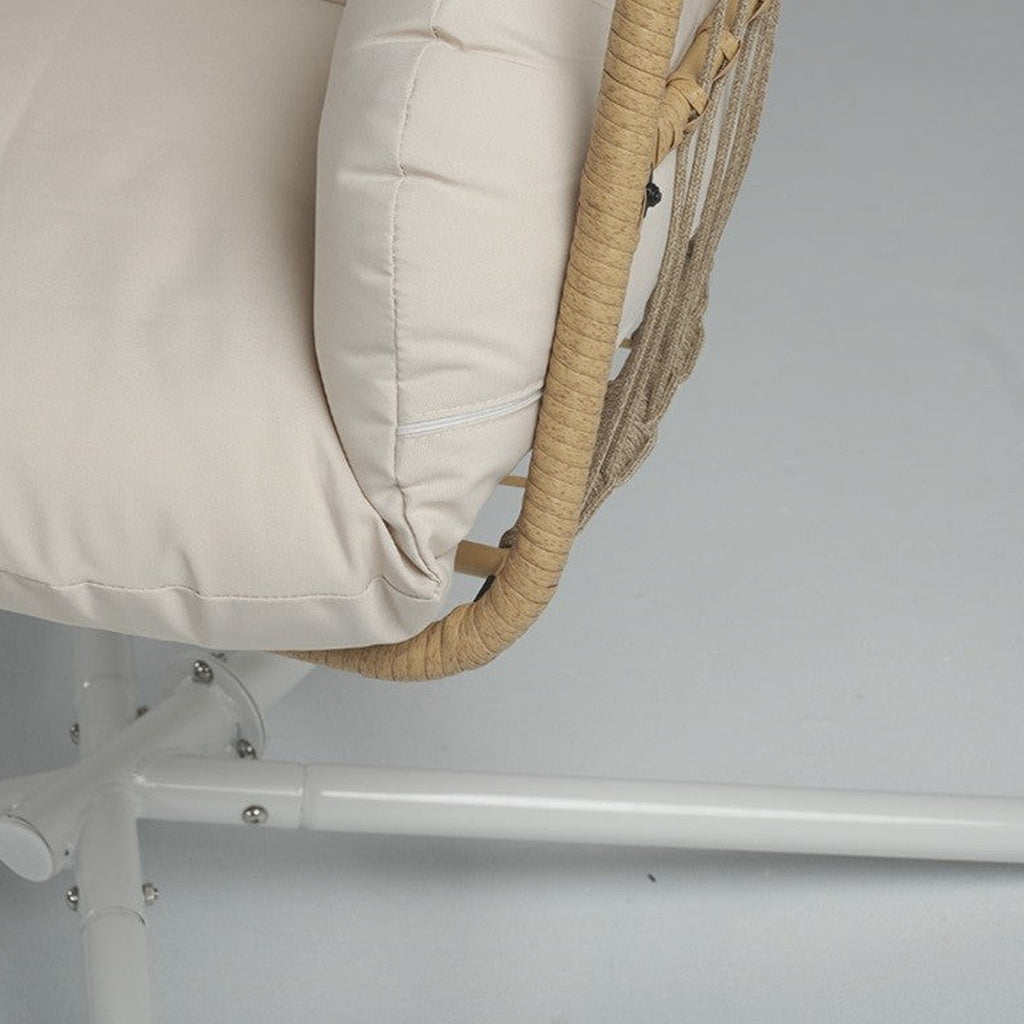 Sillón Huevo Colgante de Jardín Dravena — Ratán Sintético y Acero | Beige — vista 13